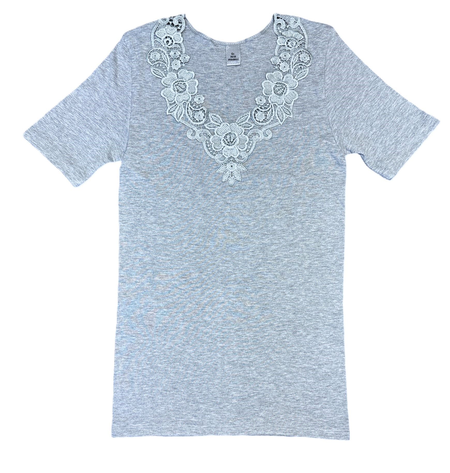Unterziehshirt Damenhemd Spencer Halbarm mit extra breiter Spitze