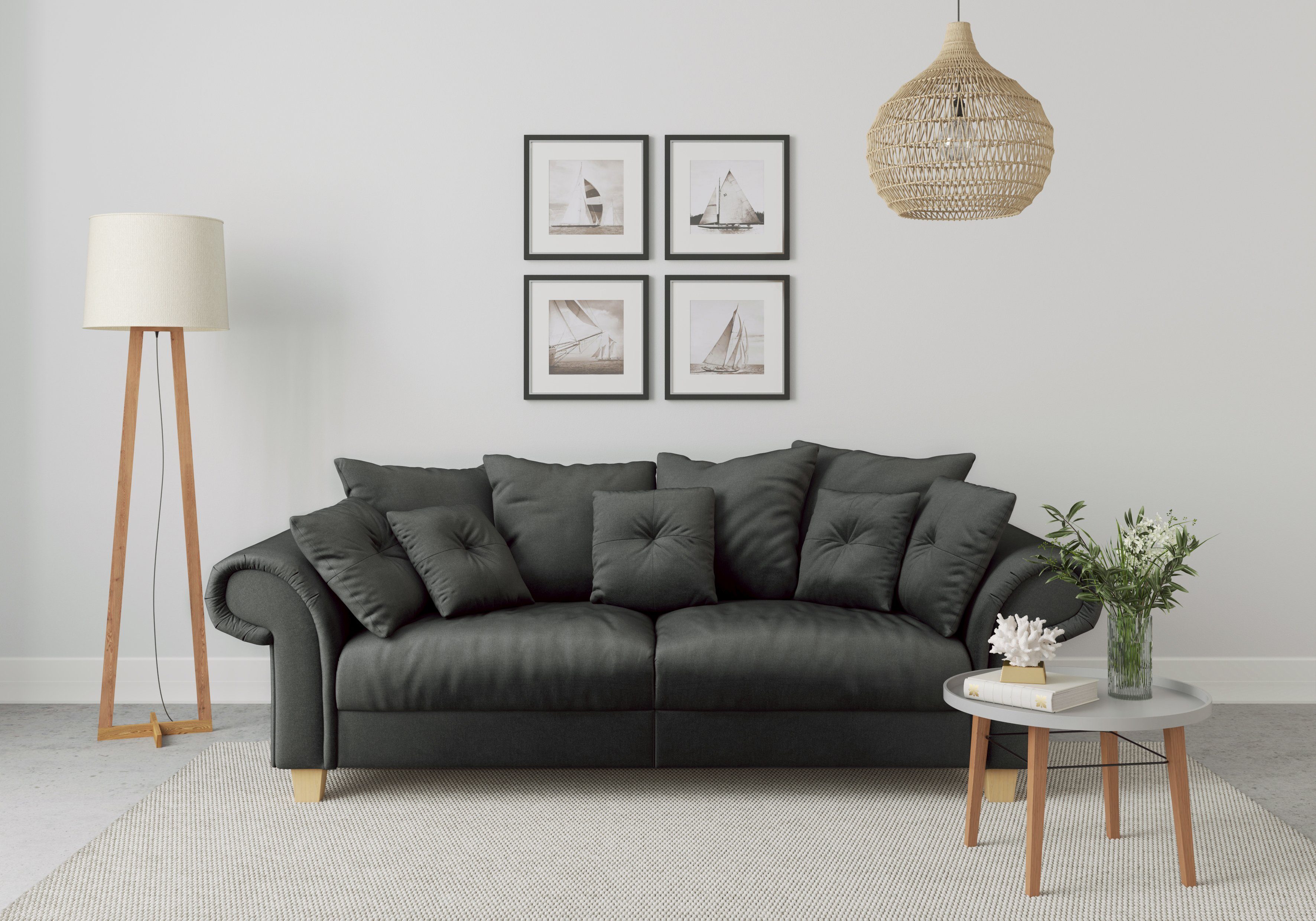Home affaire Big-Sofa Queenie Megasofa, 2 Teile, mit weichem Sitzkomfort und zeitlosem Design, viele kuschelige Kissen