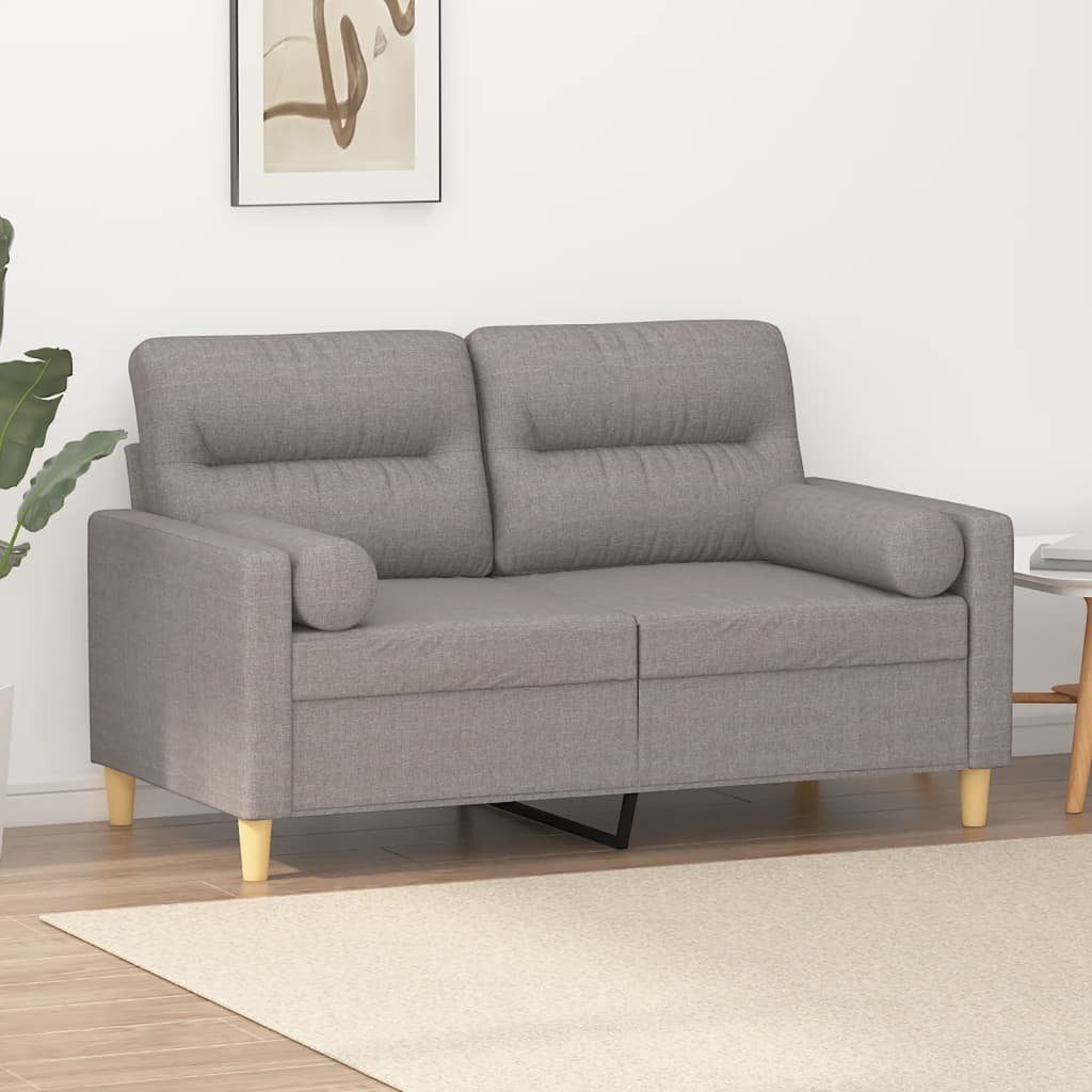 vidaXL Sofa 2-Sitzer-Sofa mit Zierkissen Taupe 120 cm Stoff