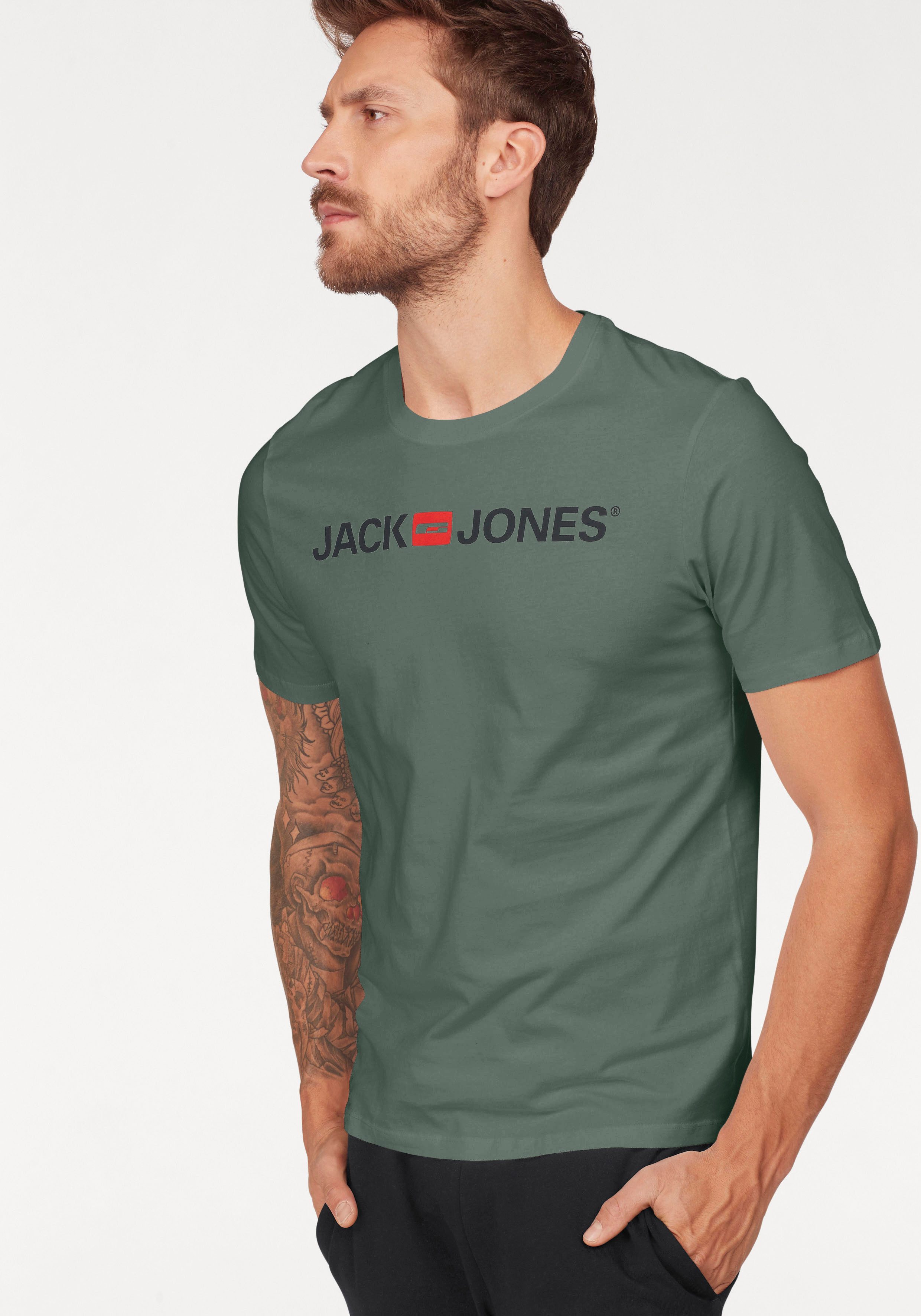 Jack & Jones T-Shirt JJECORP mit Print, vielseitig kombinierbar für den Alltag Logodruck, modisch, regular fit, Baumwolle, Rundhals