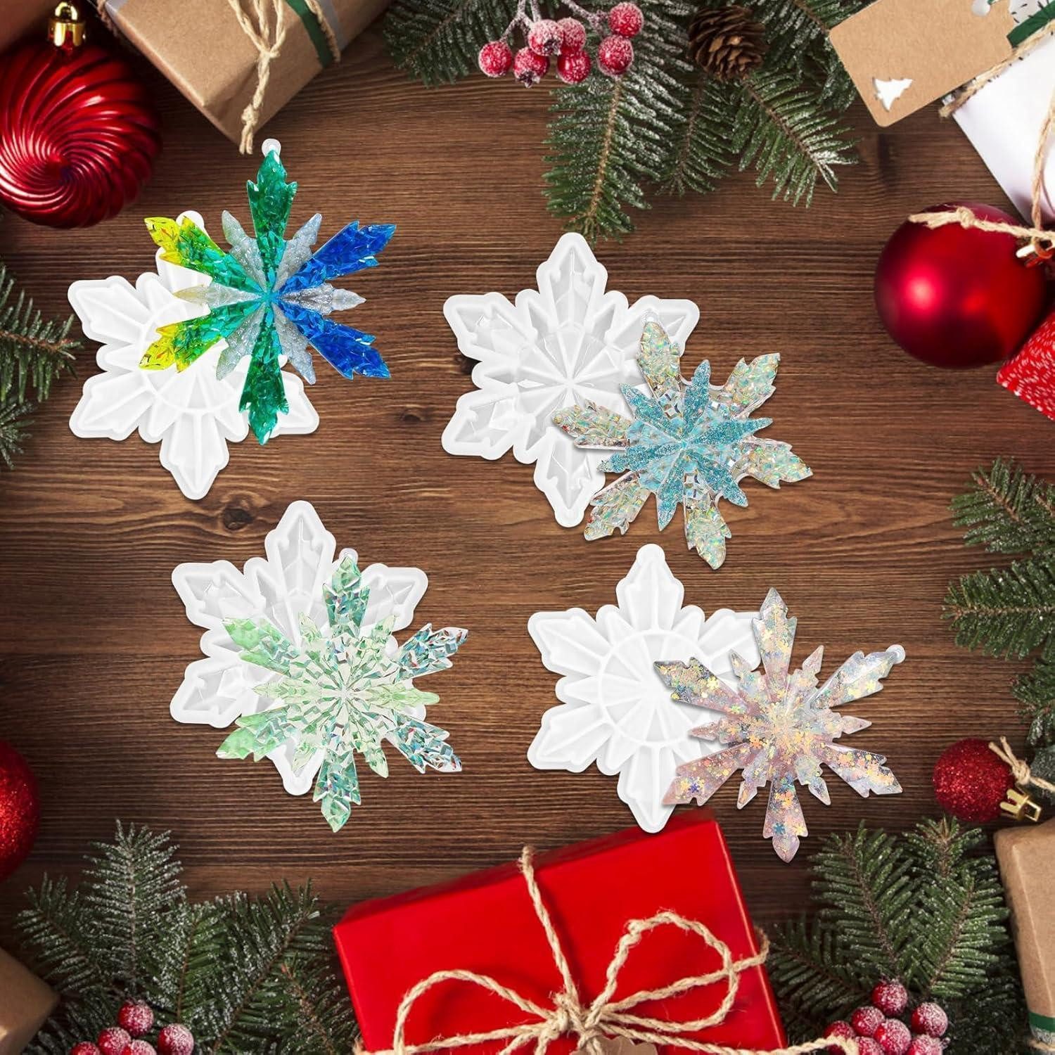LuxusKollektion Silikonform 4Pcs Schneeflocken Weihnachts Harzformen Silikon Epoxid Gießformen