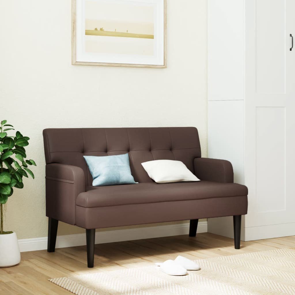 vidaXL Sitzbank Sitzbank mit Braun 112x65,5x75 | Rückenlehne cm Braun Braun Kunstleder