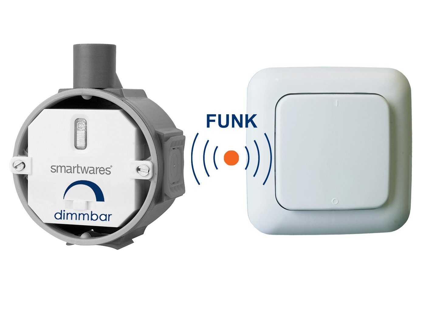 Thumbnail - smartwares Licht-Funksteuerung, Smart Home Funk Schalter Set - Einbaudimmer + Wandschalter Taster