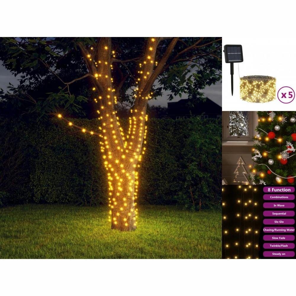 vidaXL Lichterkette 5 Stk LED Outdoor-Solarlichterkette Warmweiß 5x200 Indoor