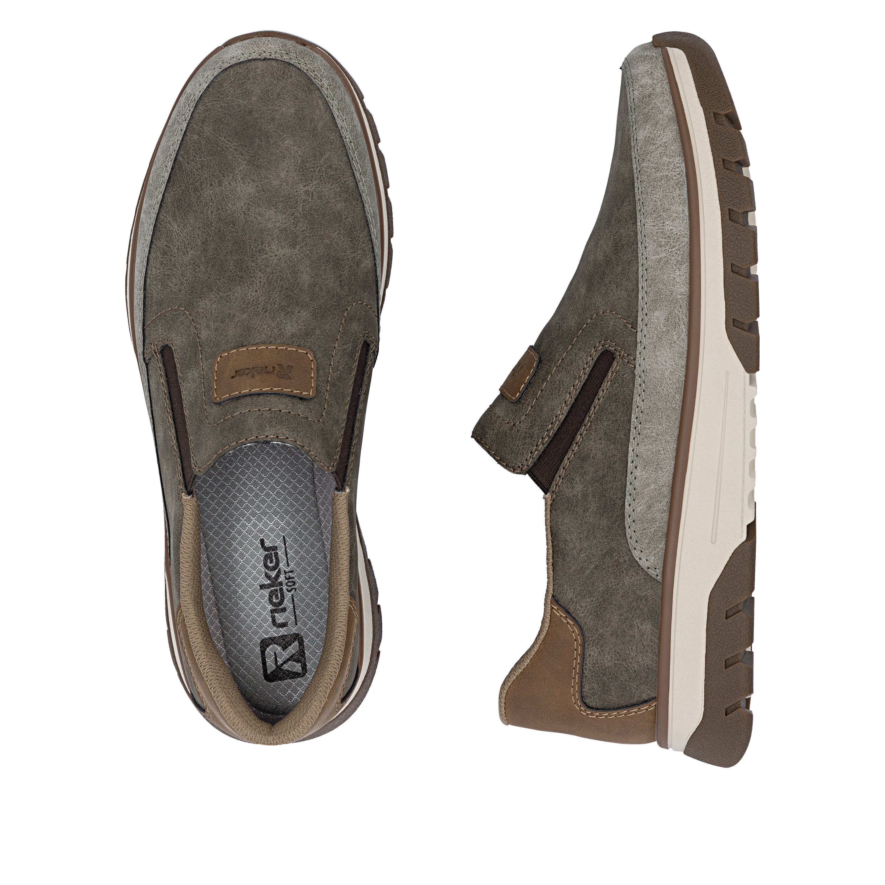 Rieker Slip-On Sneaker Slipper, Halbschuh, Freizeitsneaker mit Kontrastbesatz