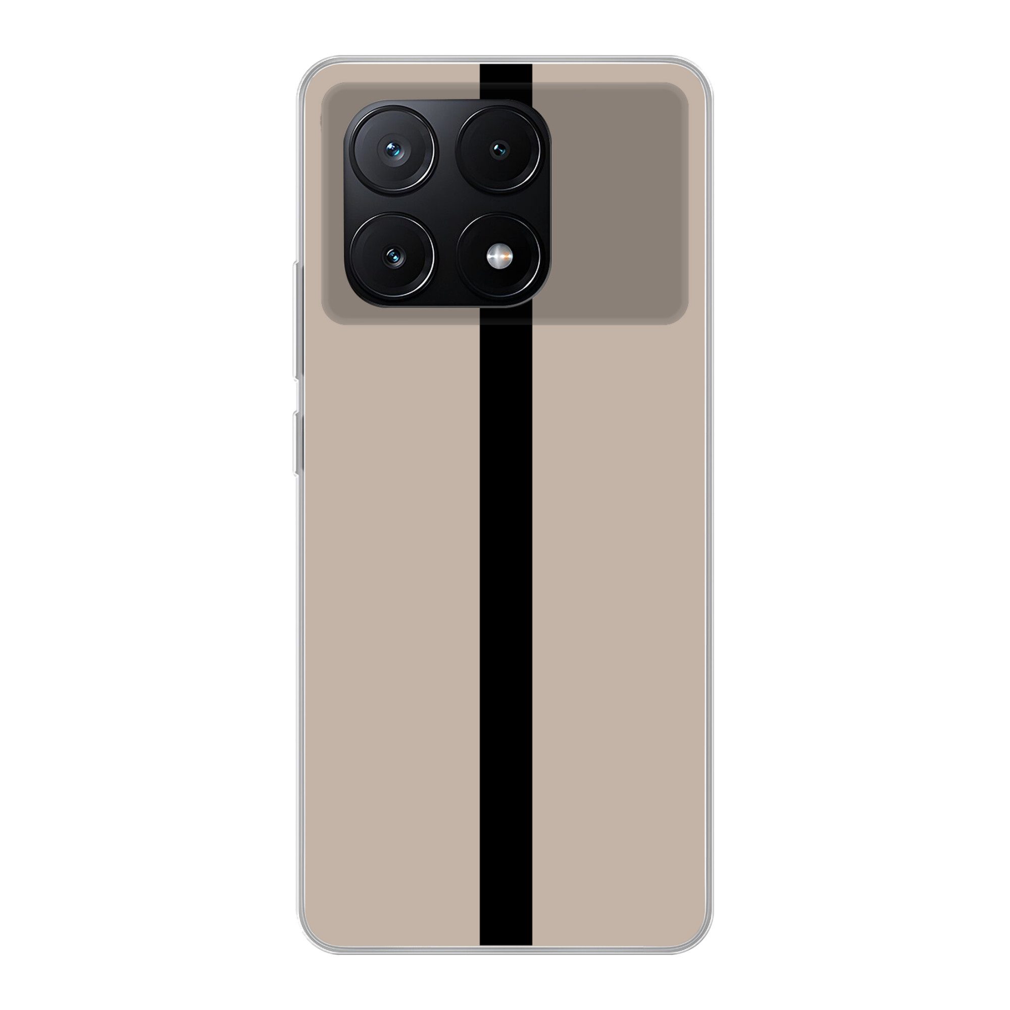 MuchoWow Handyhülle für Xiaomi Poco X6 Pro Beige - Schwarz - Gestreift - Minimalistisch, Handy Case, Silikon, Bumper Case Dünn