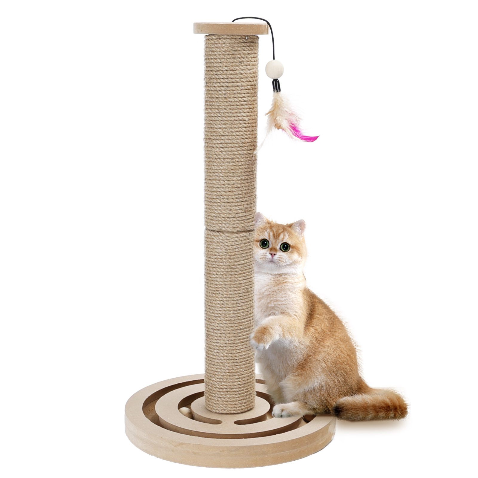 nobleza Kratzsäule 3 in 1 Interaktives Katzenspielzeug Katze Sisal Seil Massierender