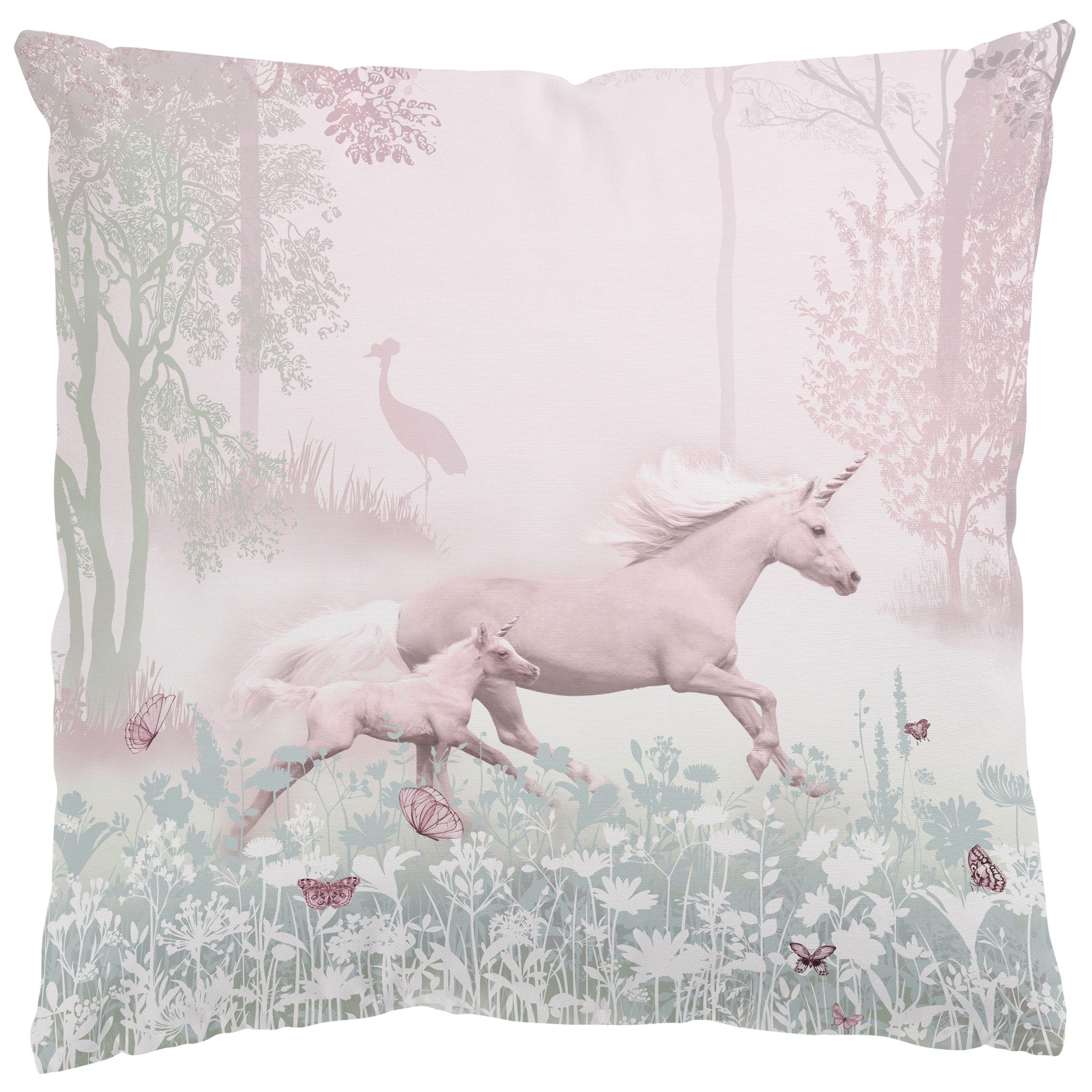 Bilderdepot24 Dekokissen drinnen Kissenhülle/ Sofakissen/ Zierkissen Kissenhülle rosa Tiere Ill, Bezug mit / ohne Füllung Zierkissen Outdoor Sofa Bett