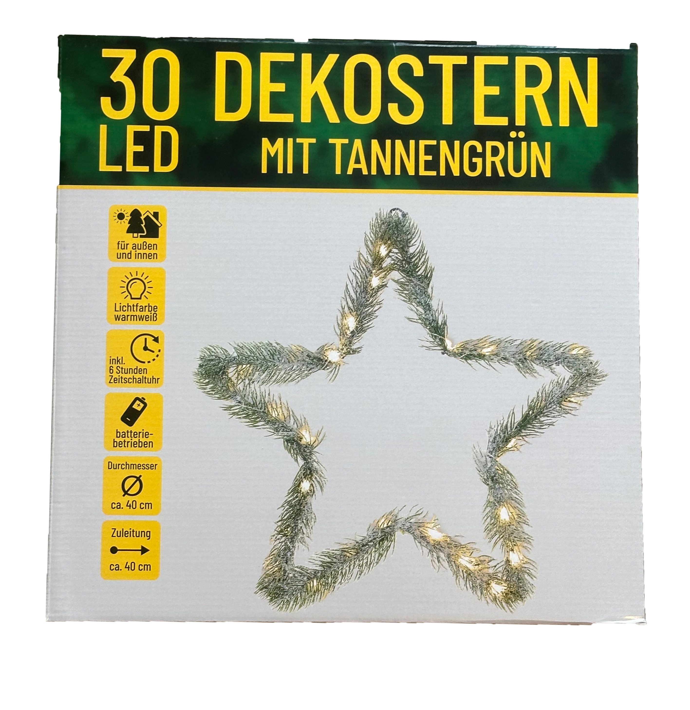 Nipach Fensterbild LED Weihnachtsstern 40 cm 2 Stück je 30 LED IP44 Außen mit Timer