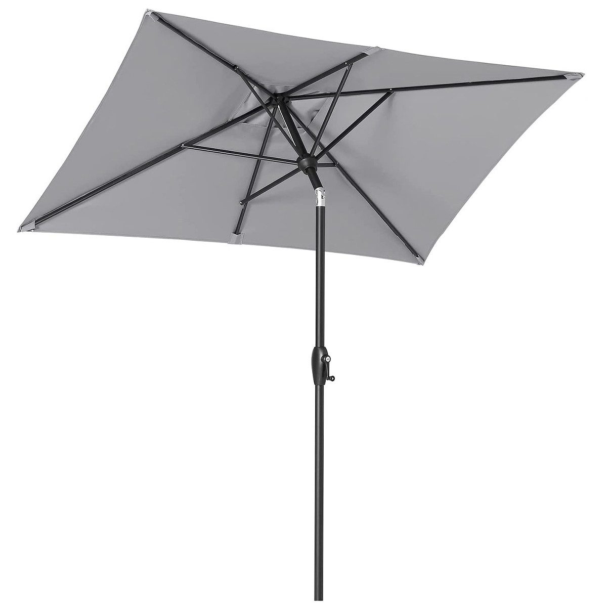 Sonnenschirm 210 x 140 cm Aluminum Sonnenschirm Rechteckig Marktschirm mit Kurbel