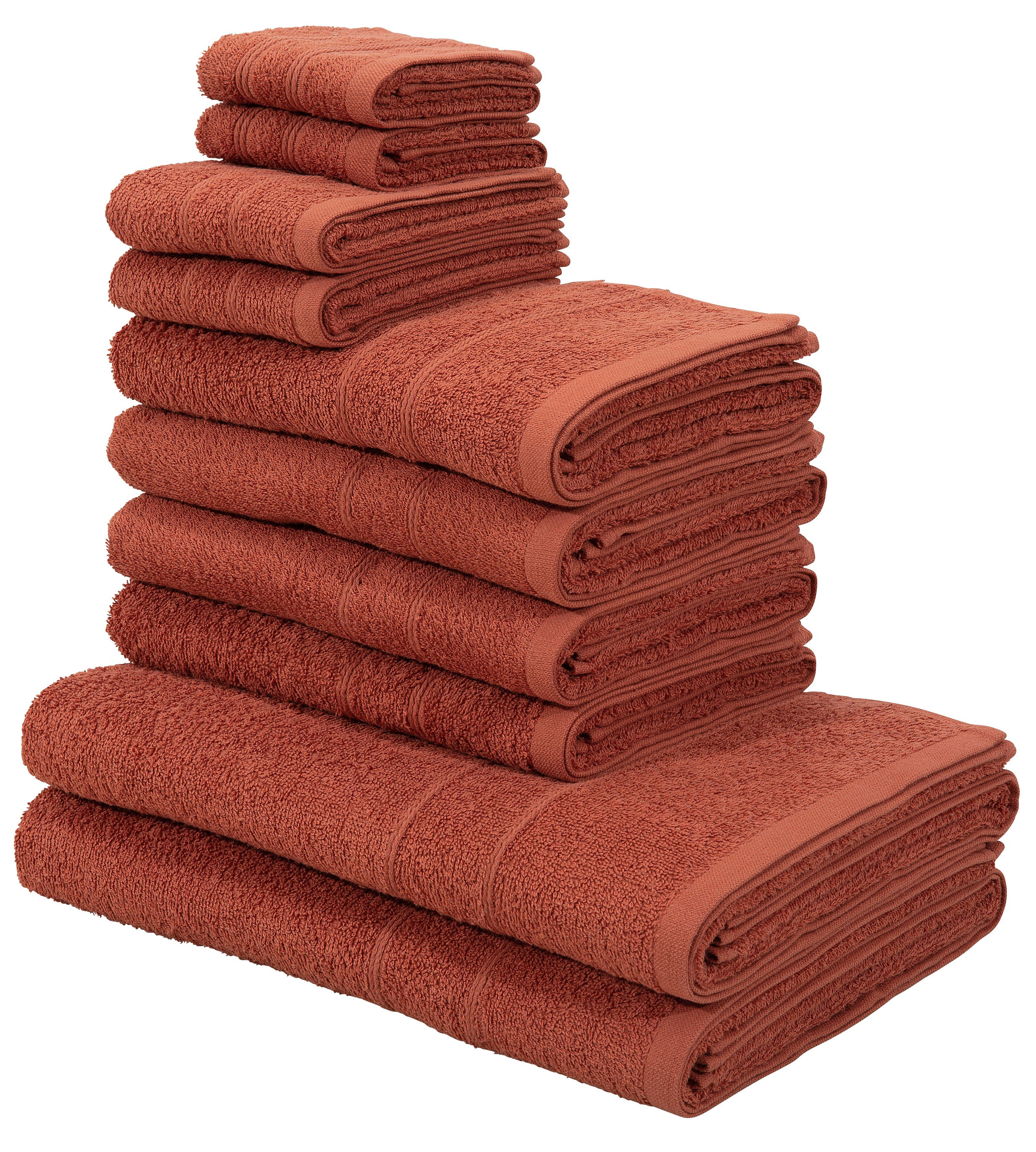 my home Handtuch Set »Inga« (Set, 10-tlg), Handtücher mit feiner Bordüre,  Handtuchset aus 100% Baumwolle