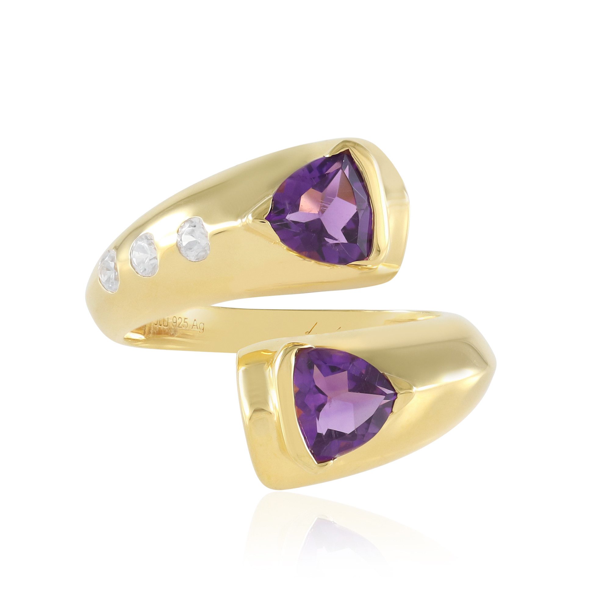 Cavill Silberring Sibirischer Amethyst Goldplattierter Silberring (1-tlg)
