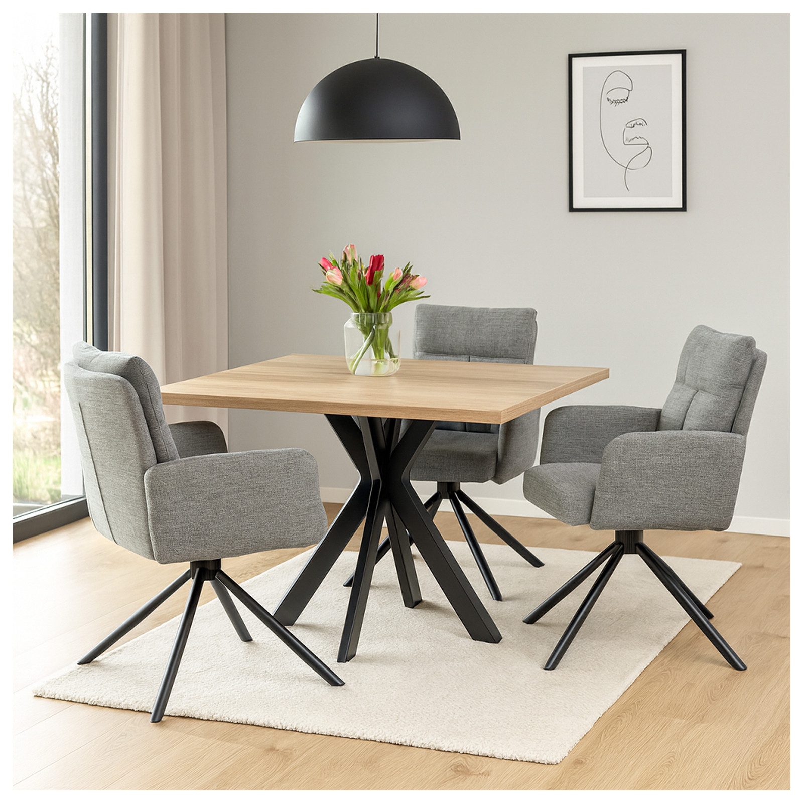 HTI-Living Drehstuhl Drehstuhl Kyra Hellgrau (Set, 2 St), Esszimmerstuhl Sc günstig online kaufen