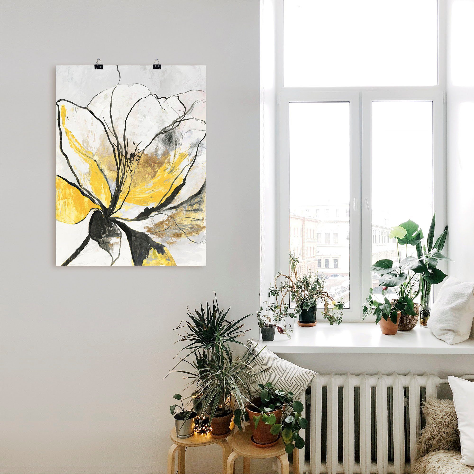 Artland Wandbild Umrissenes Blumenmuster I gelbe günstig online kaufen
