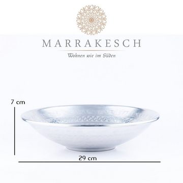 Marrakesch Orient & Mediterran Interior Dekoschale Servierschale Embla Silber 29cm, Dekoschale, Schale, Aufbewahrung (1 St), Handarbeit