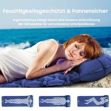 Aoucheni Isomatte Selbstaufblasende Schlafmatten für Camping mit Fußdruckpumpe, Blau