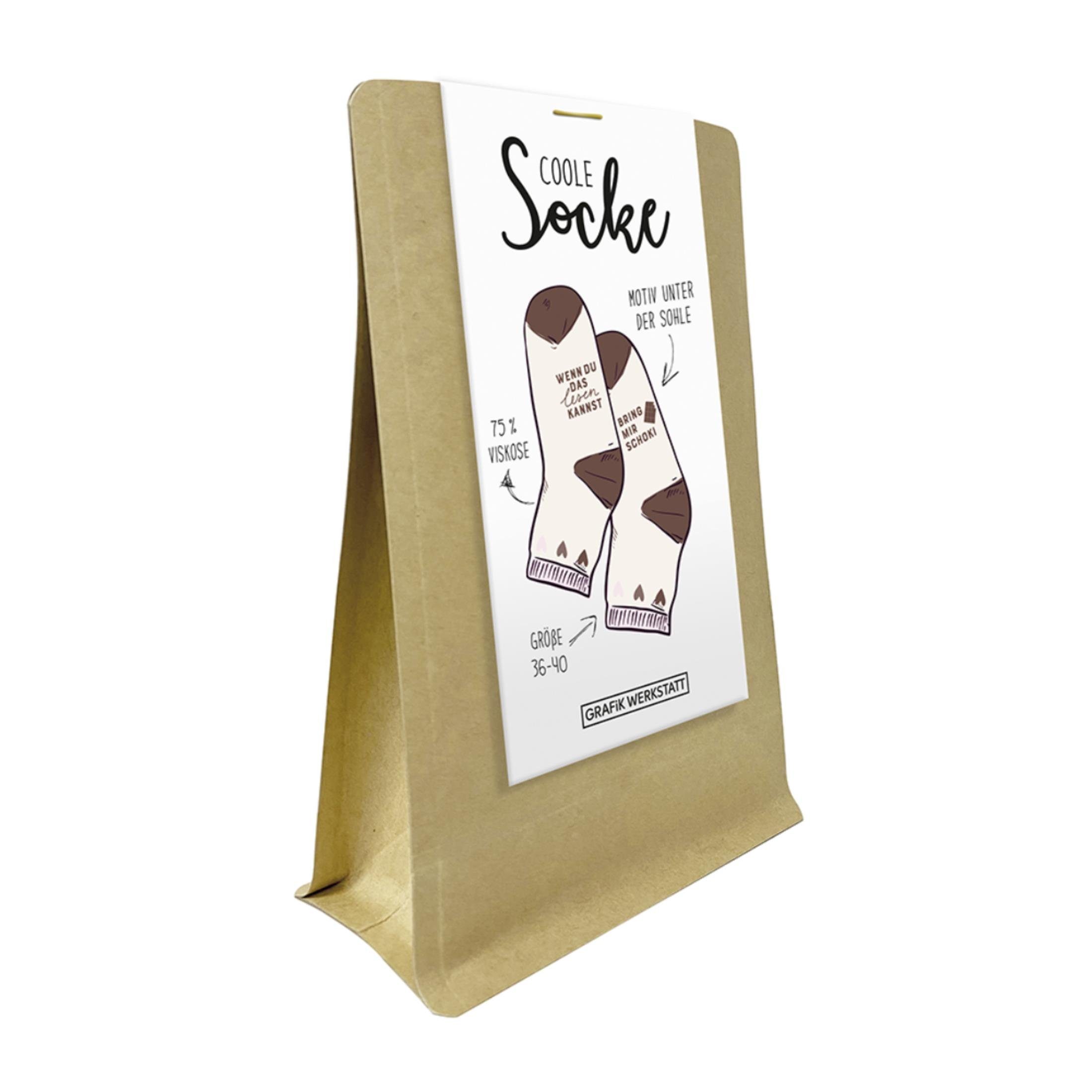 Grafik Werkstatt Socken Coole Socke mit Spruch Bring mir Schoki - Grösse 36 günstig online kaufen