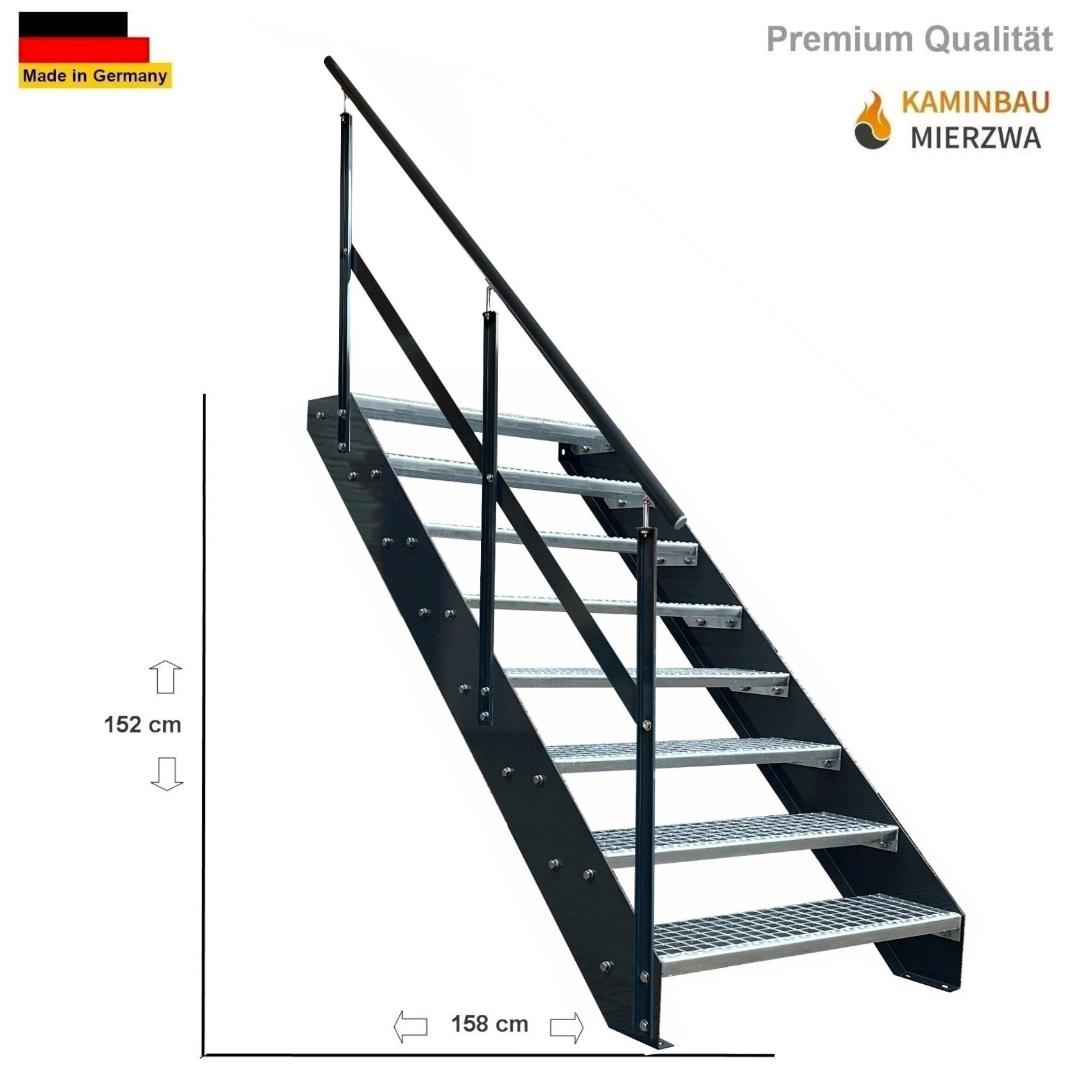 Kaminbau Mierzwa Außentreppe Premium Treppe Anthrazit günstig online kaufen