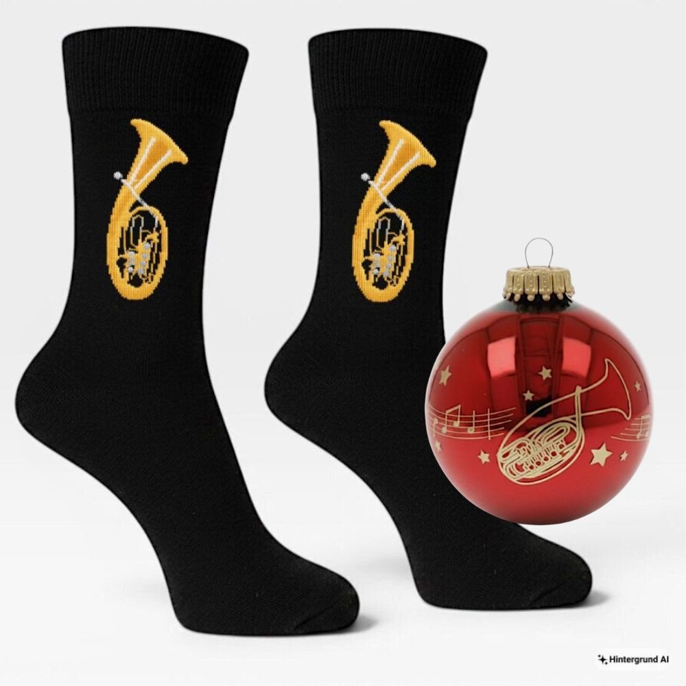 mugesh Freizeitsocken Geschenkset Weihnachten - Socken und Weihnachtskugel für Musiker