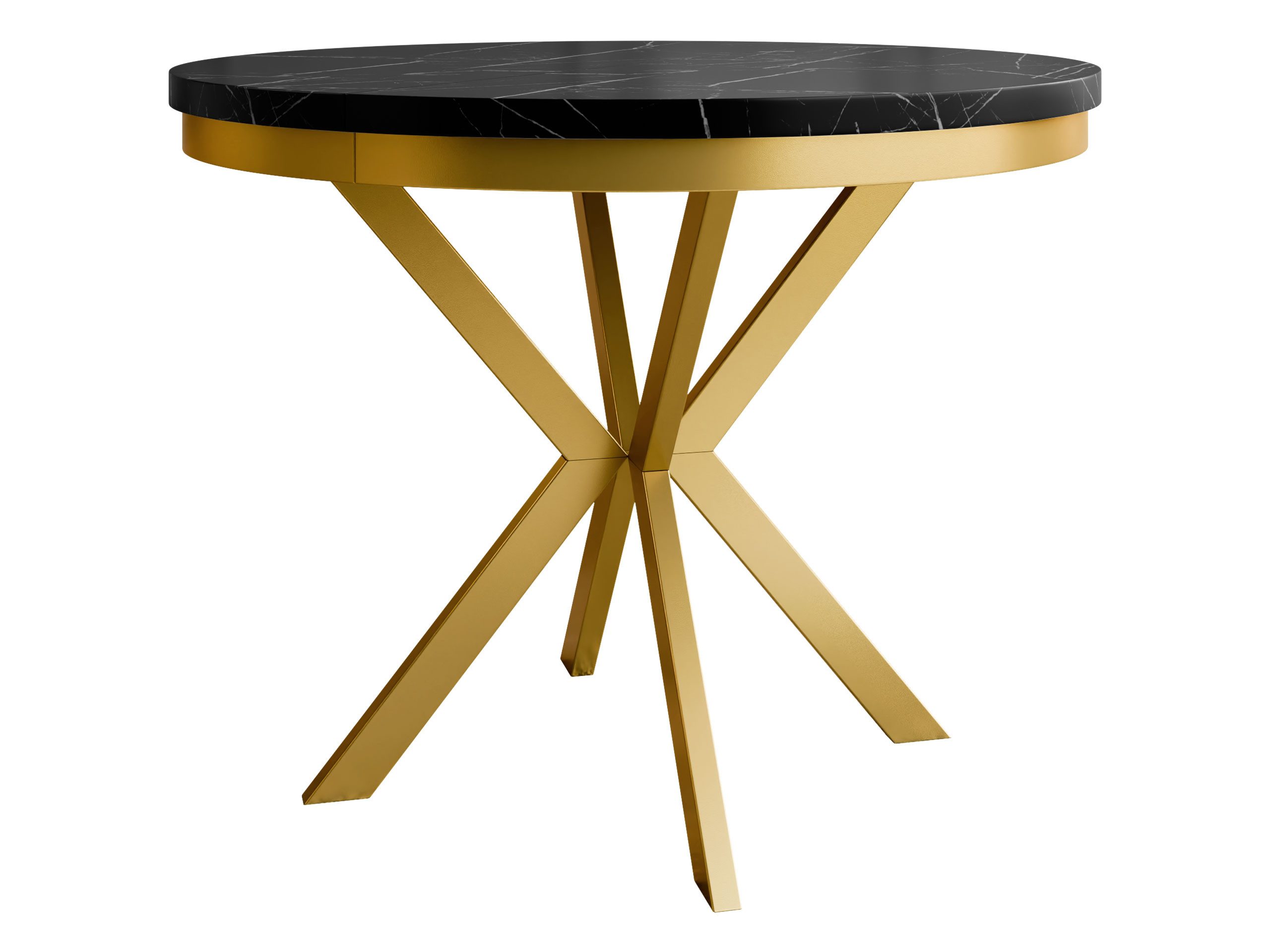 MIRJAN24 Esstisch Edder Gold 100 (Ausziehbarer), Gold Beine aus Stahl, 100-176x100x76 cm