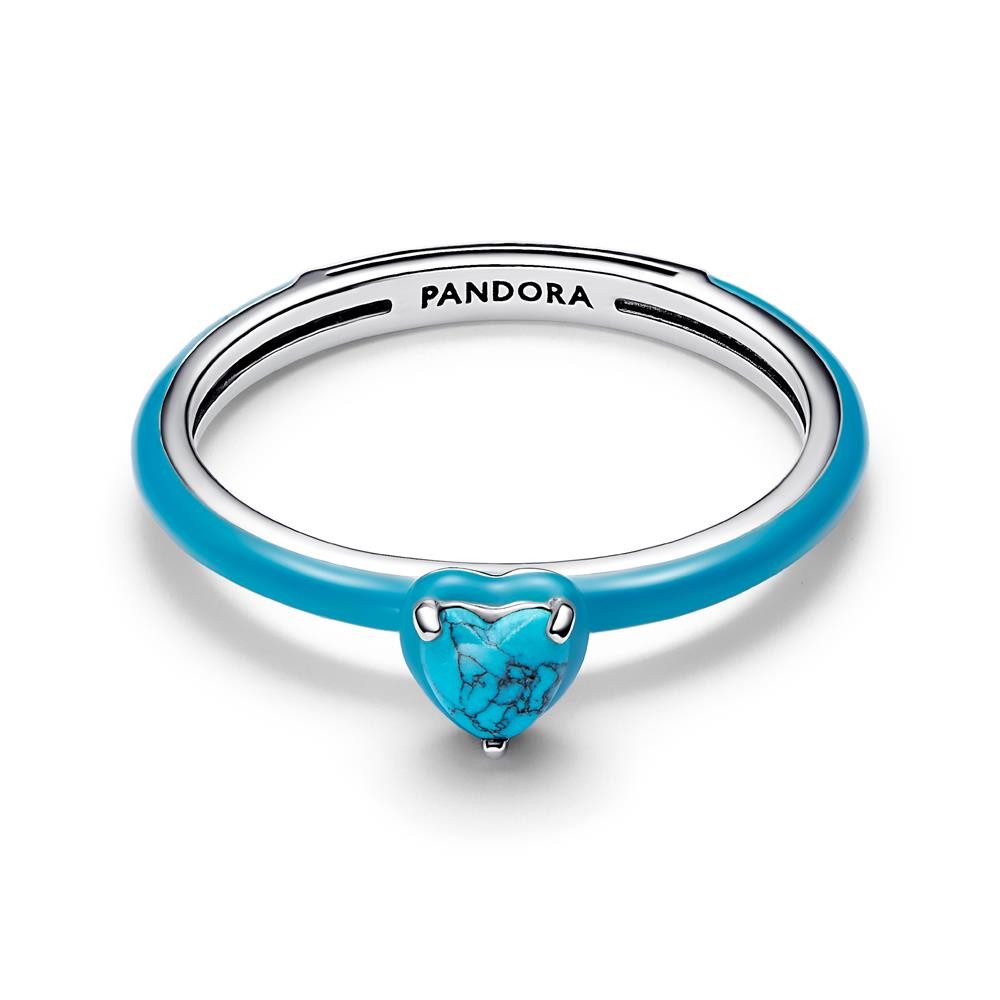 Pandora Fingerring Damenring Herz aus 925er Silber, türkise Emaille von PANDORA ME
