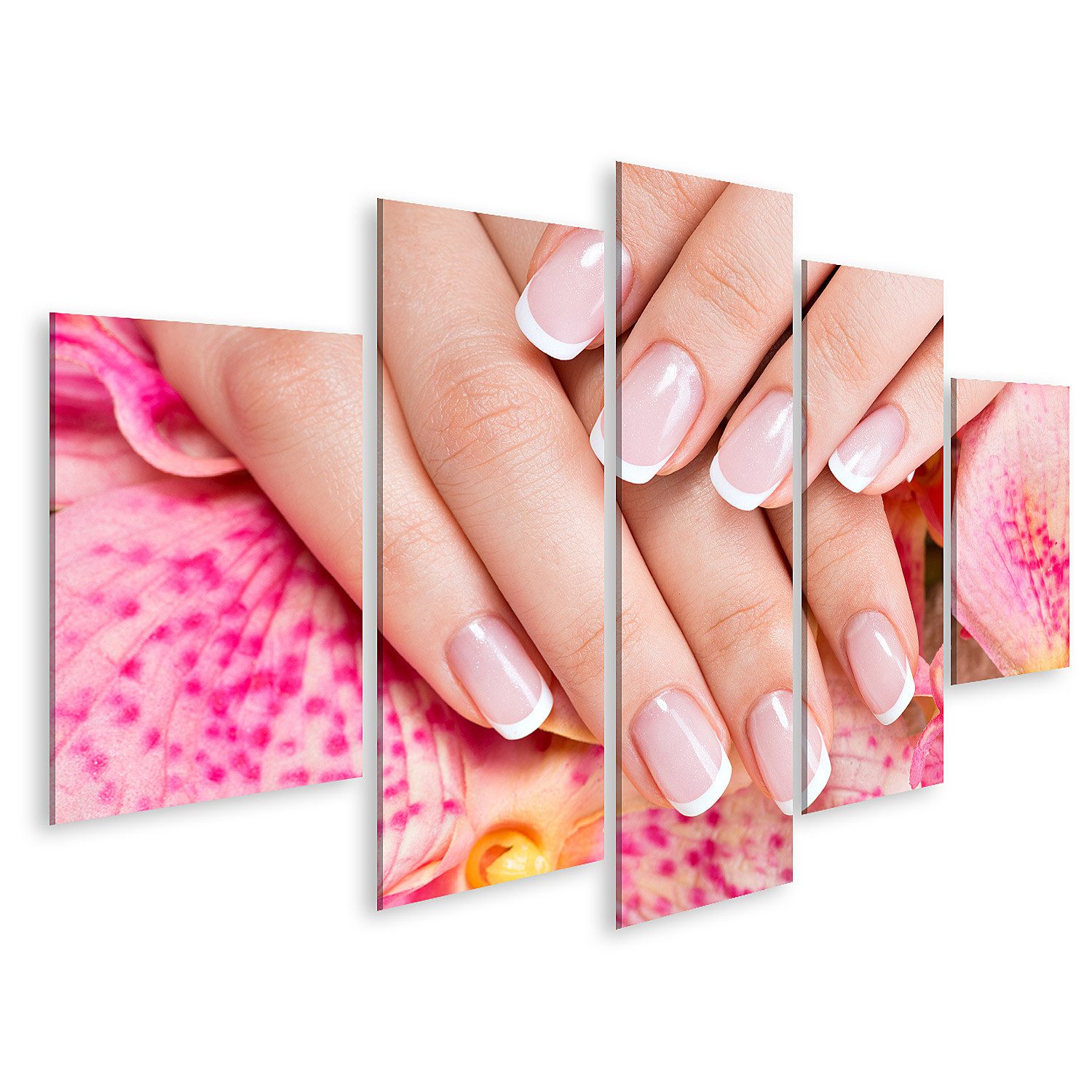 Leinwandbild Schöne Frau S Nägel Französisch Maniküre Nagelstudio Bilder