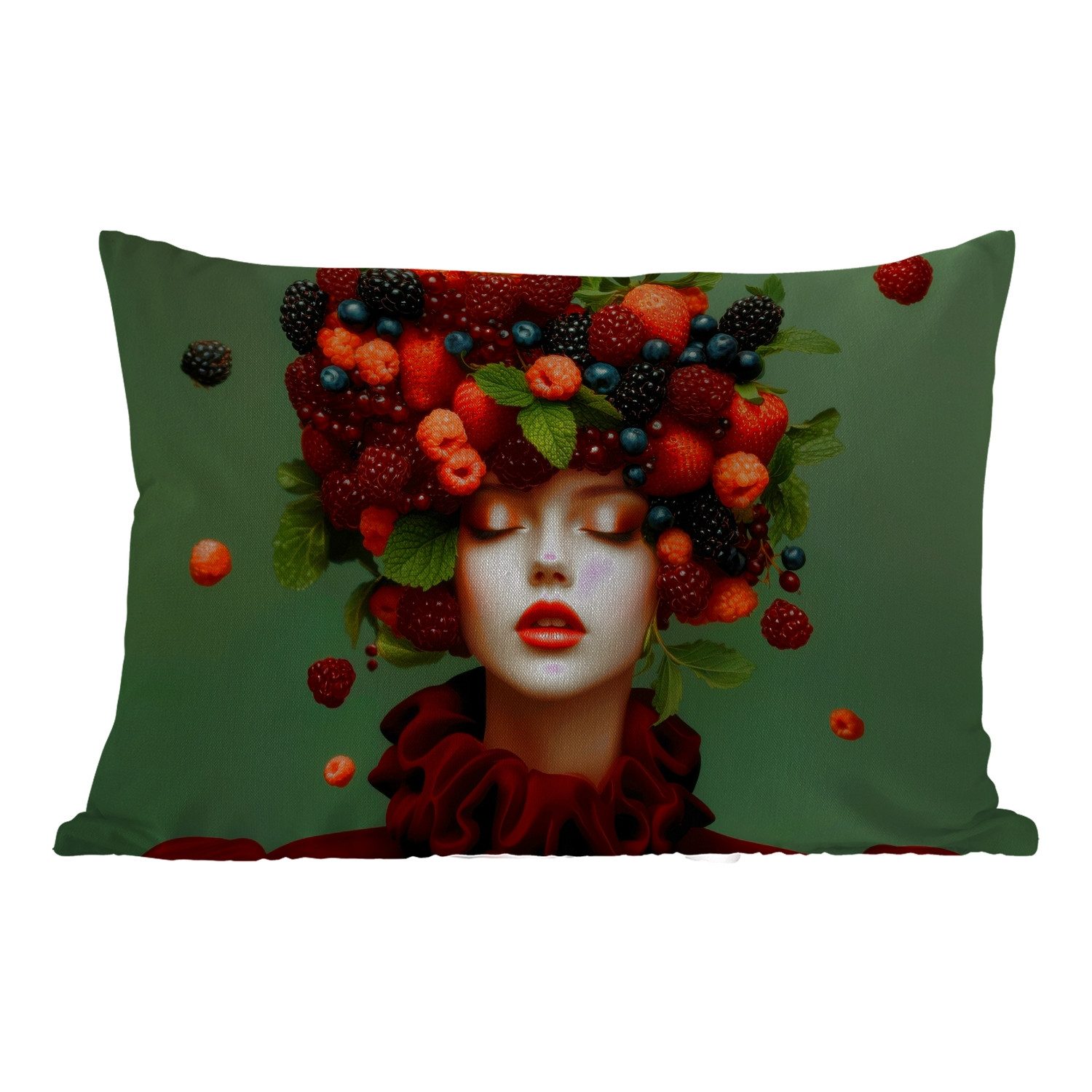 MuchoWow Dekokissen Weiblich - Erdbeeren - Himbeeren - Brombeeren ...