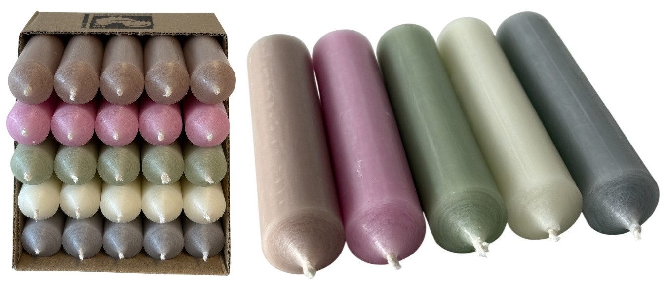 Hahn Kerzenfarm Spitzkerze Otto Kerzenfarm Hahn kurze Stabkerzen Bunt Set 2, durchgängig gefärbt, RAL Farben, Made in Germany, tropffrei