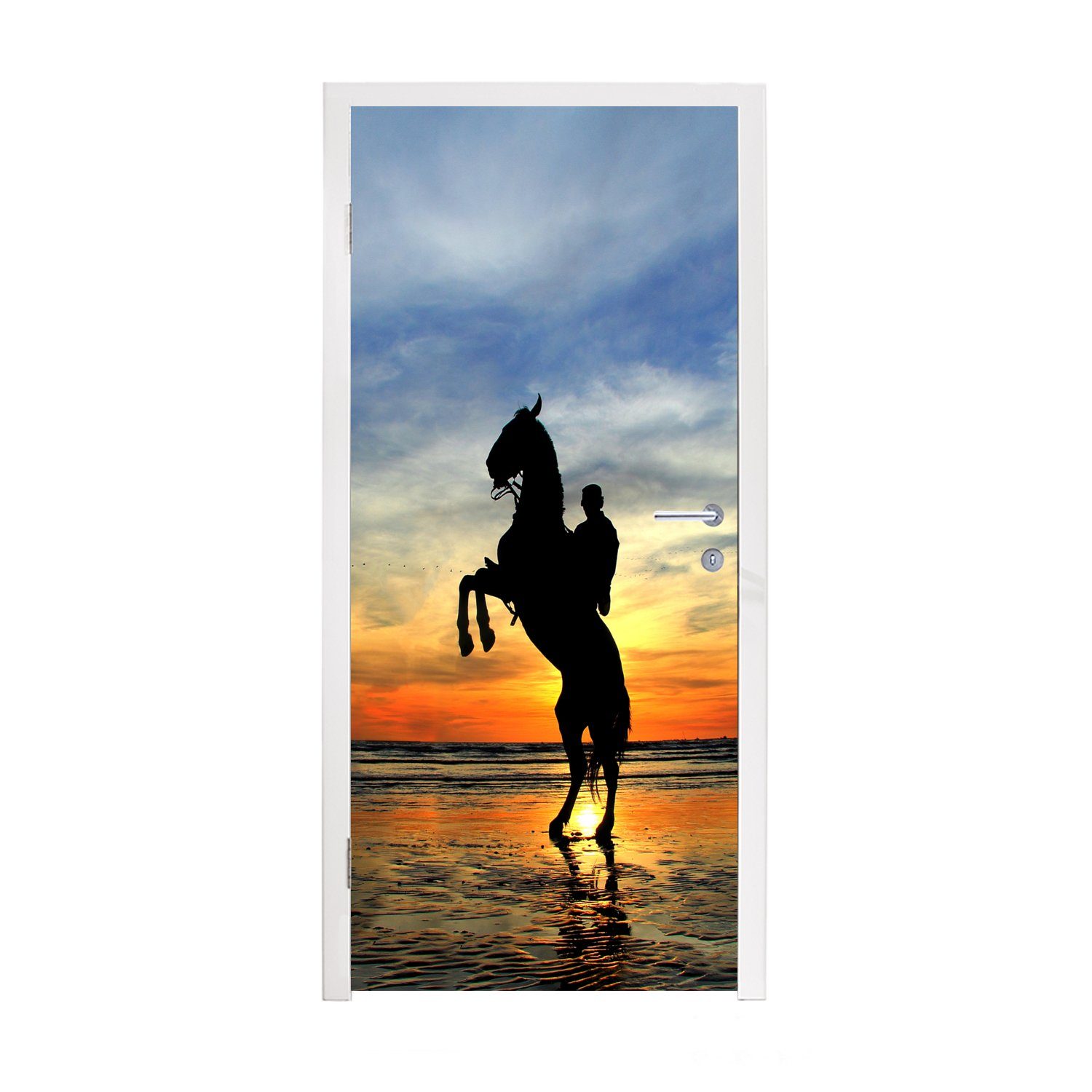 MuchoWow Türtapete Pferd - Himmel - Schatten, Matt, bedruckt, (1 St), Fototapete für Tür, Türaufkleber, 75x205 cm