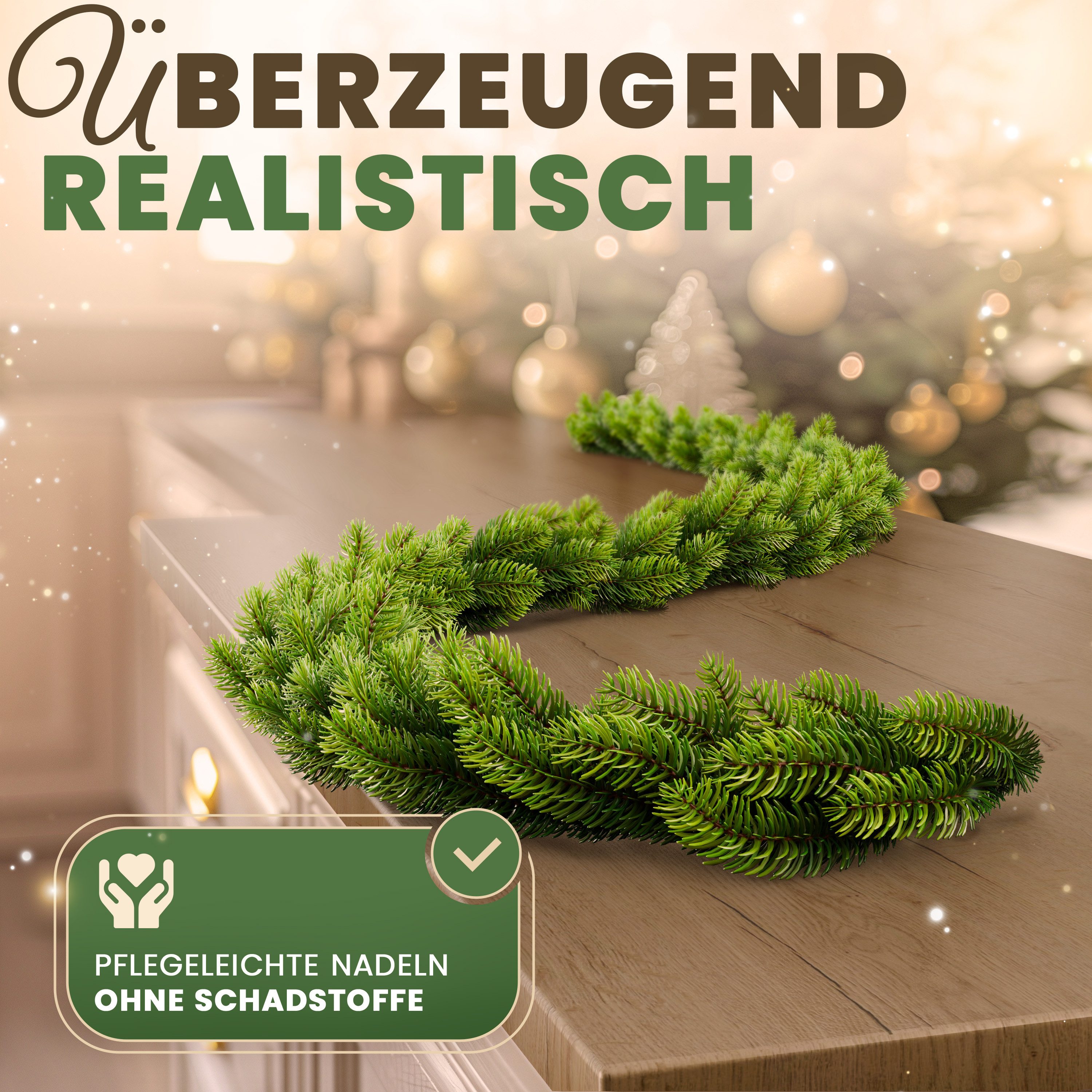 Kunstgirlande Weihnachtsgirlande künstlich, Tannengirlande 270-1000 cm, mit/ohne LED, ArtiTree, 100% PE-Spritzguss, langlebig, wie echt, naturgetreu, stabiler Draht
