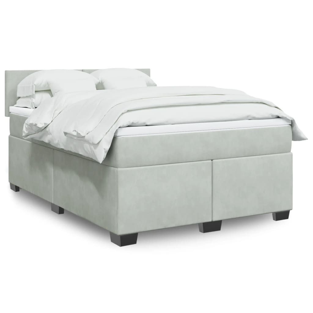 vidaXL Boxspringbett mit Matratze Hellgrau 160x200 cm Samt2103618 günstig online kaufen
