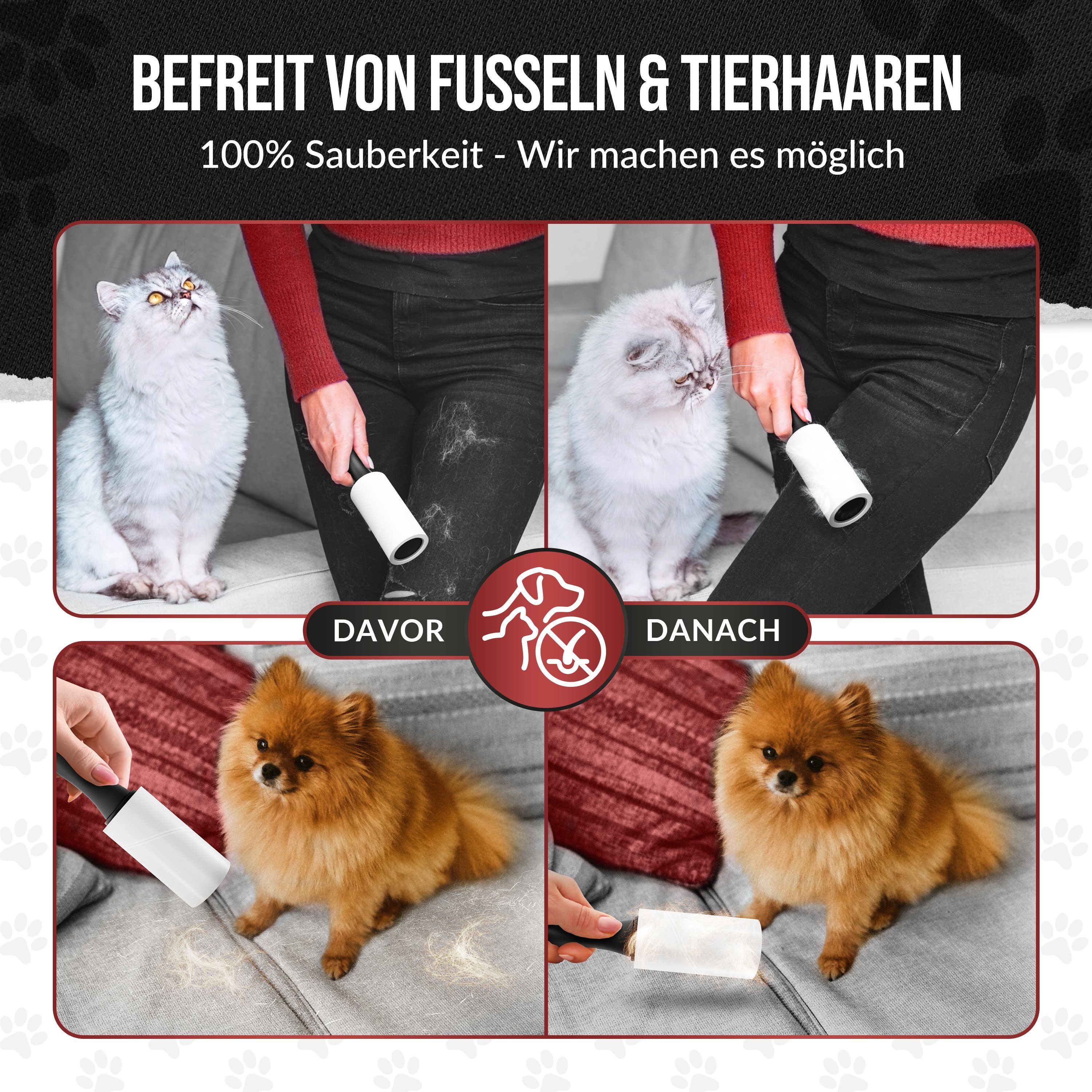 IDEALTASTIC Fusselroller Ausziehbare XXL Fusselrolle Tierhaare & Kleidung Fusselentferner, XXL Fusselrolle für Kleidung & Tierhaare, 4x90 Blatt – Bild 4 von 5