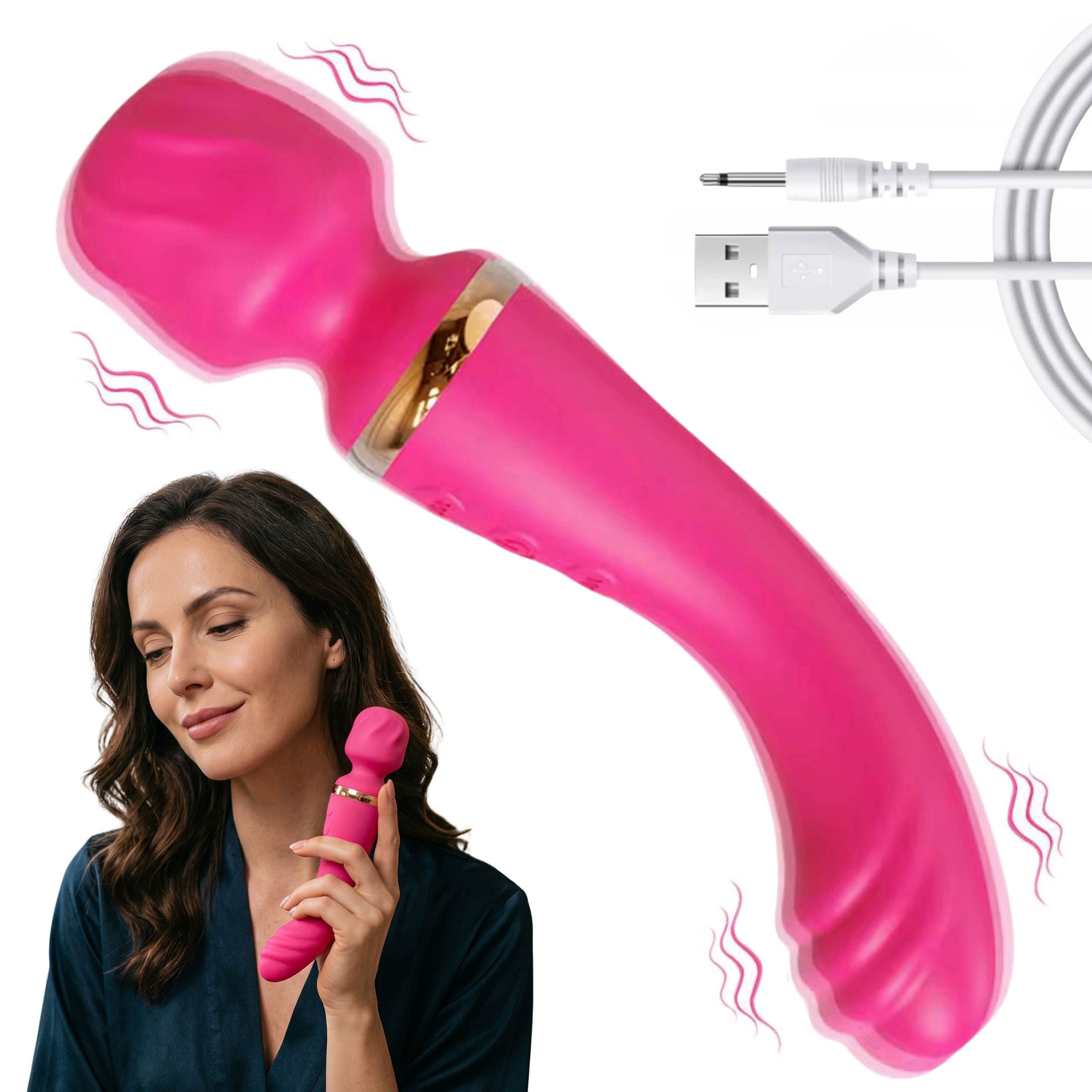 Sarcia.eu Beckenbodentrainer Rosa 2-in-1 AV WAND-MASSAGER für Damen, INTIM-MASSAGEGERÄT