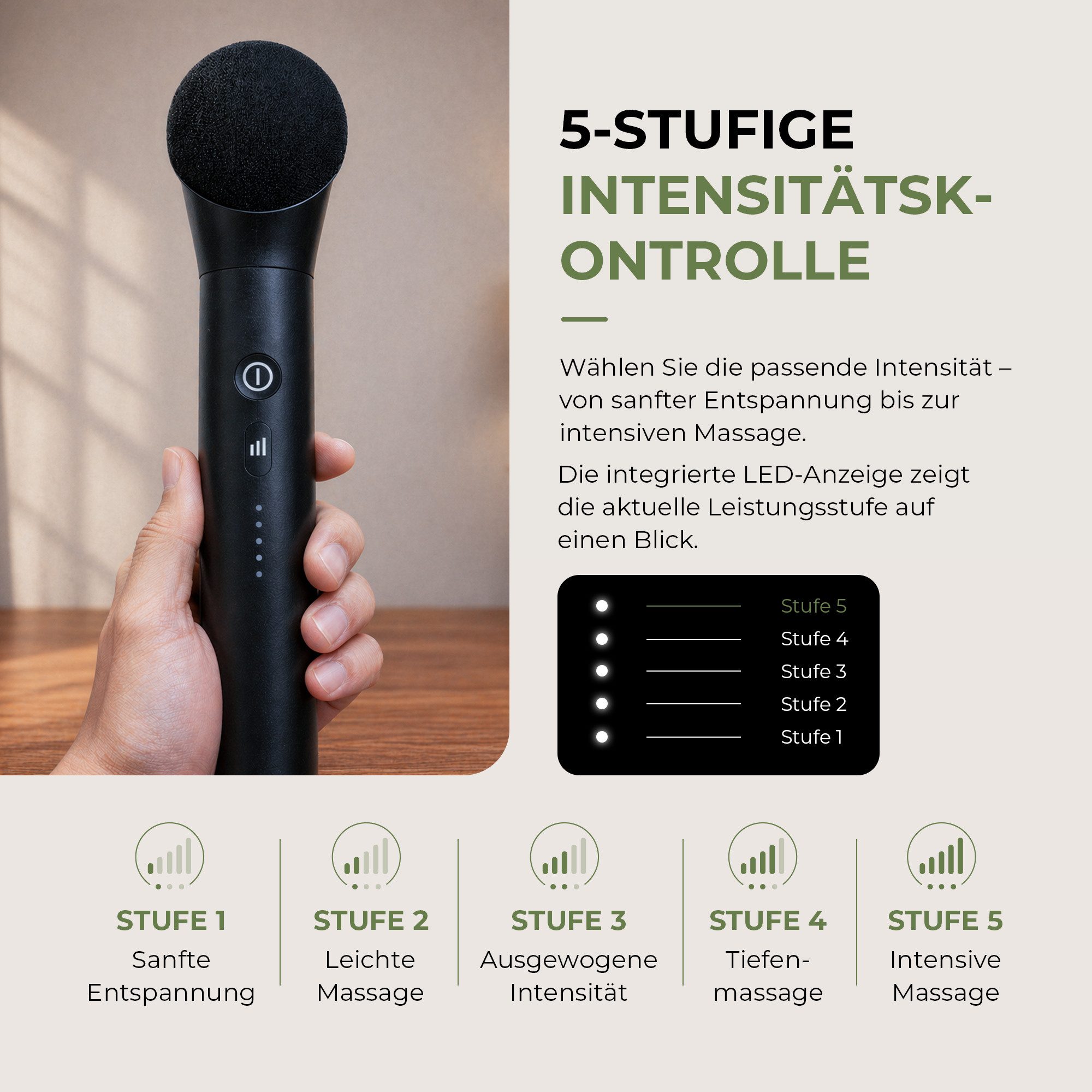 yesoul Massagepistole MG19, Druckfeedback, 5 Stufen, 4 Massageaufsätze, Verlängerungsarm, Massagepistolen-Set, 2-in-1: 100 × 50 × 250 mm, mit Verlängerungsarm 2 – Bild 5 von 5