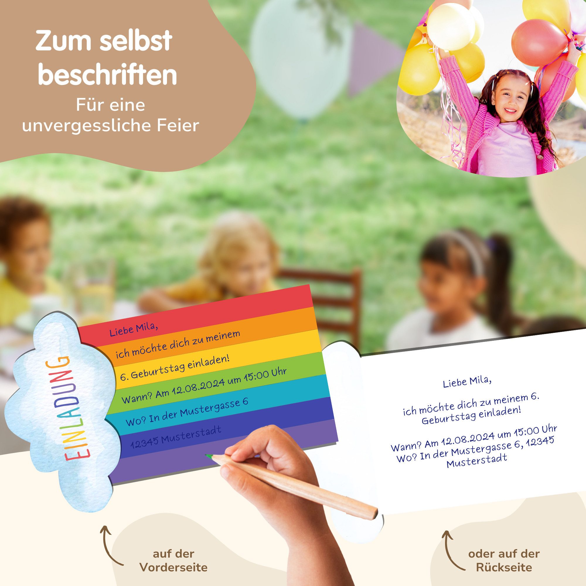MeinBaby123® Einladungskarten zum selber Basteln, Einladungskarten Kindergeburtstag, Kindergeburtstag Einladungskarten DIY, Einladung Kindergeburtstag – Bild 5 von 5