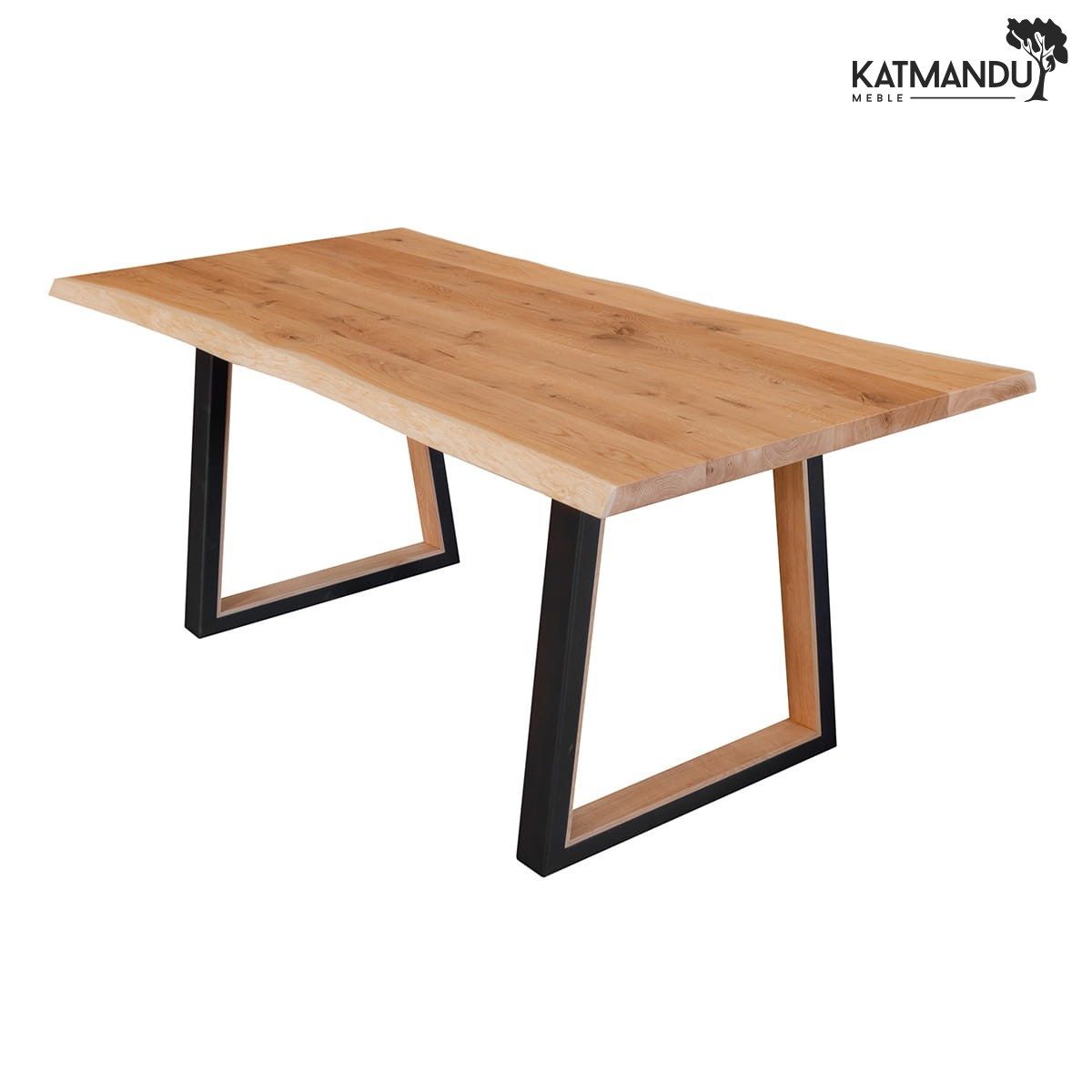 Katmandu Esstisch Gavardo Esstisch 90×180 cm – Massiver Eichenholz Tisch mit schwarzen M
