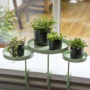esschert design Tablett Blumentopfhalter mit Klemme Rund Grün S, Stahl