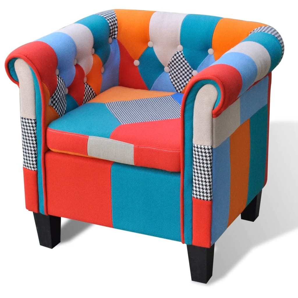 vidaXL Sessel 685 x 605 x 65 cm Sessel mit Patchwork-Design Stoff Clubsessel