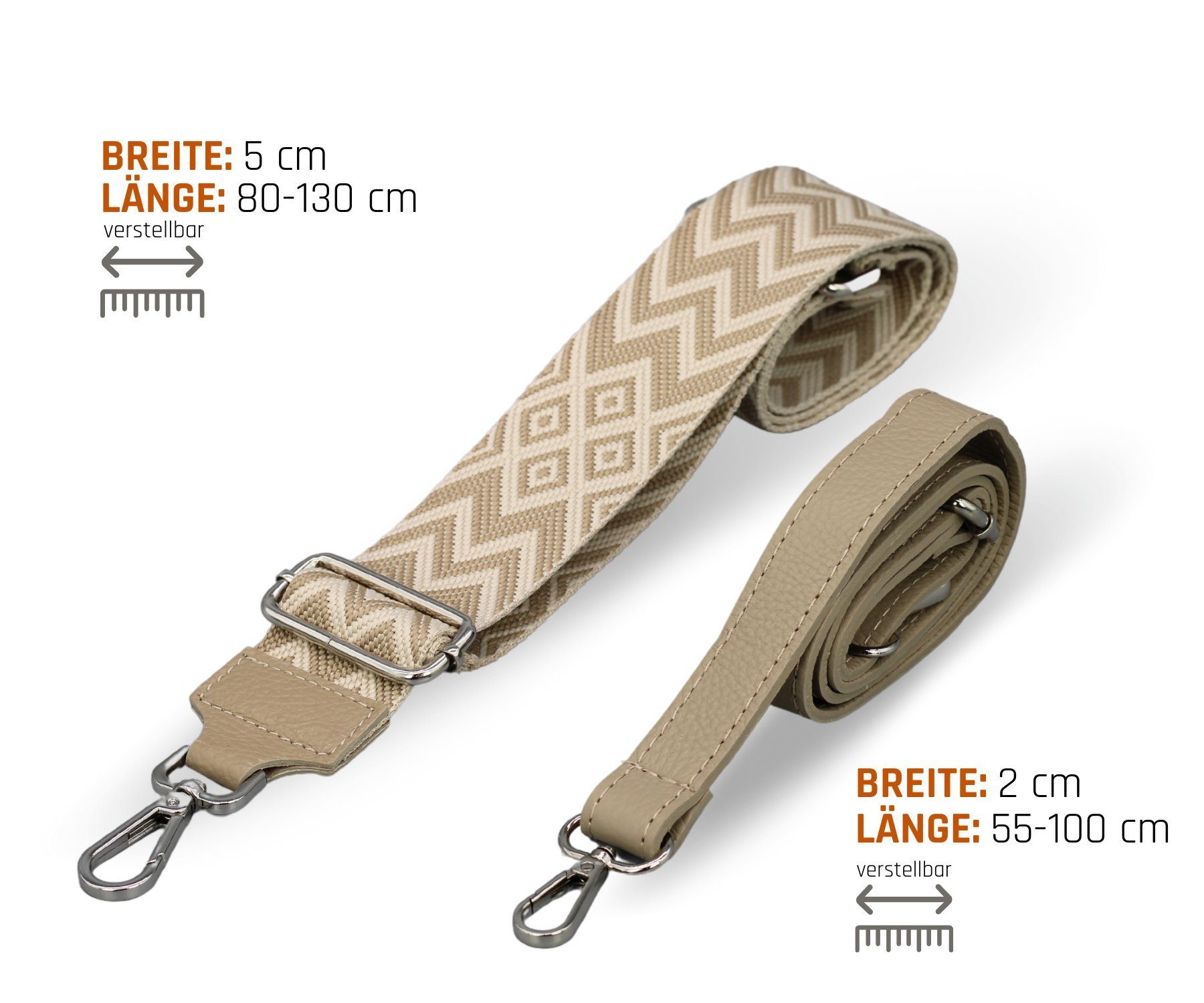 Adel Bags Gürteltasche Bauchtasche Damen Leder Taupe, Umhängetasche, Echtes Leder, hergestellt in Italien, mit 2 Riemen
