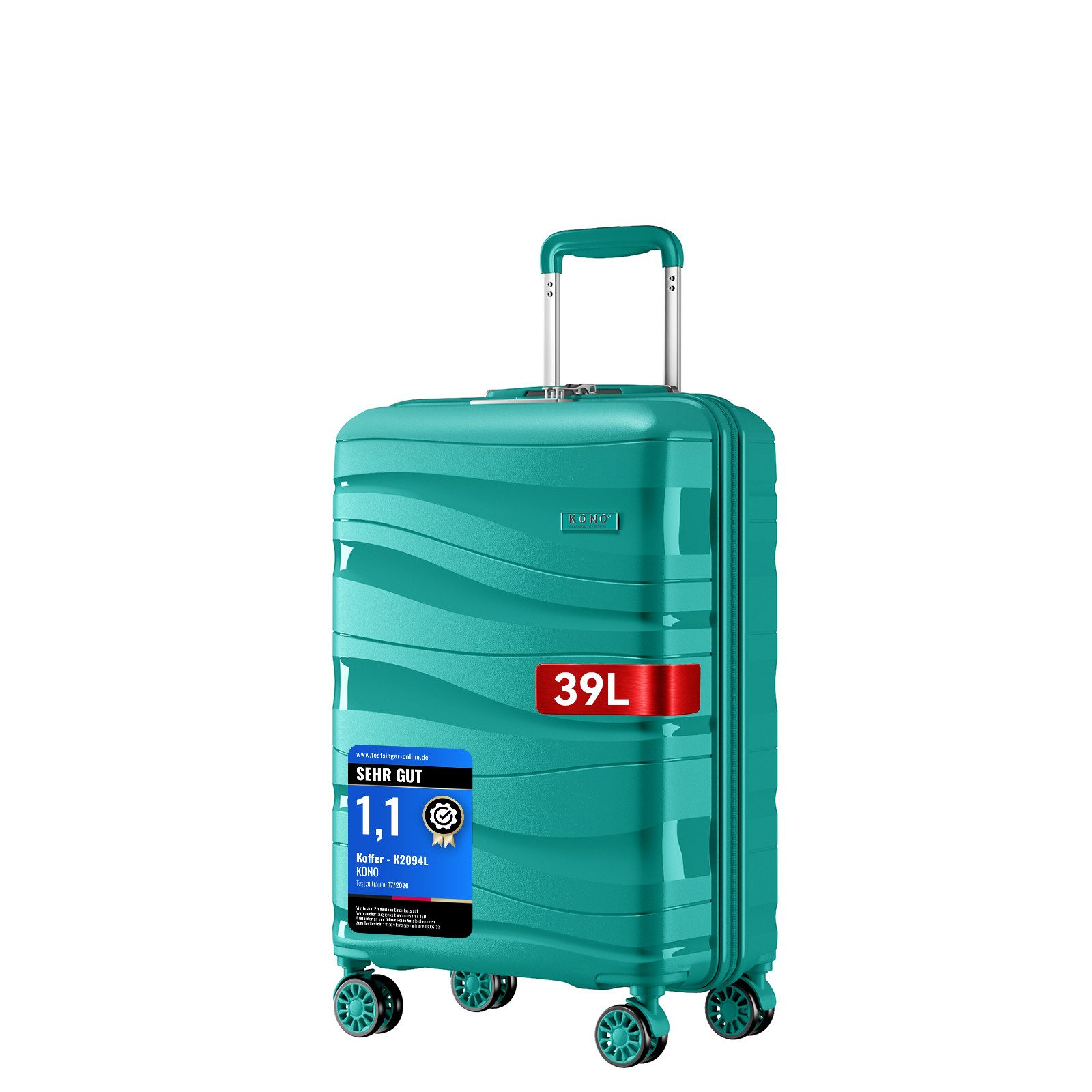KONO Handgepäck-Trolley Leicht Hartschalenkoffer Reisekoffer mit 4 Rollen und TSA Schloss