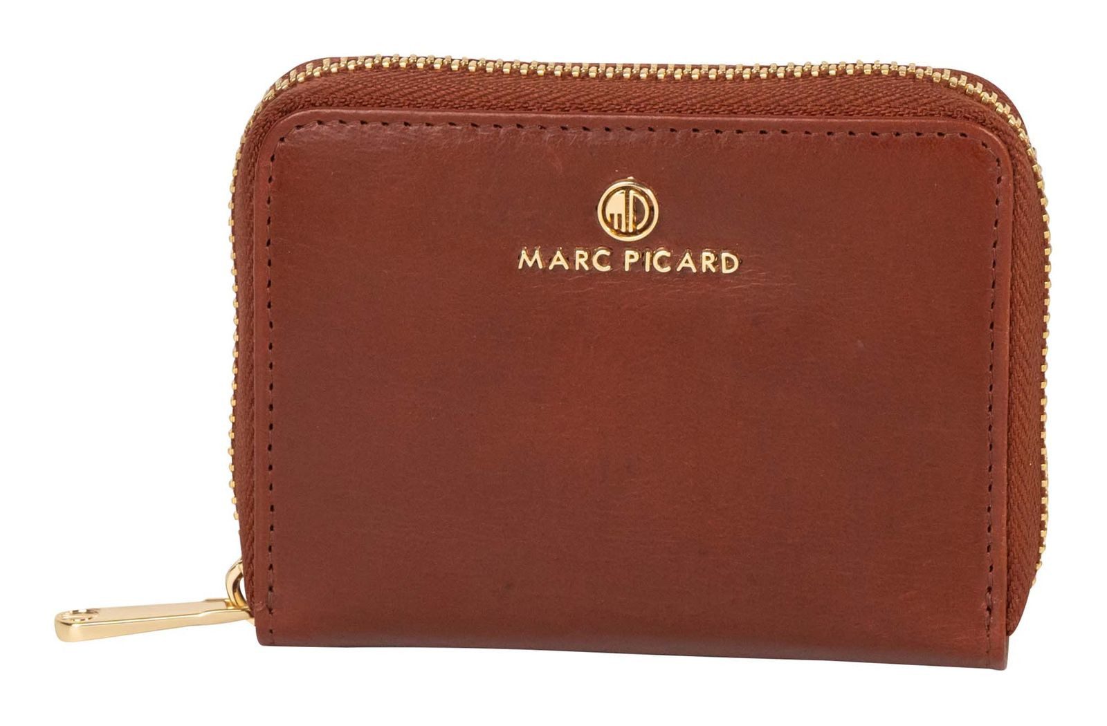 Marc Picard Geldbörse Zip Wallet, aus echtem Rindsleder mit RFID-Blocker Schutz