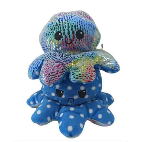 soma Kuscheltier Oktopus Glitzer Punkte Blau 20cm Reversible Kuscheltier Wende Plü (1-St), Super weicher Plüsch Stofftier Kuscheltier für Kinder zum spielen