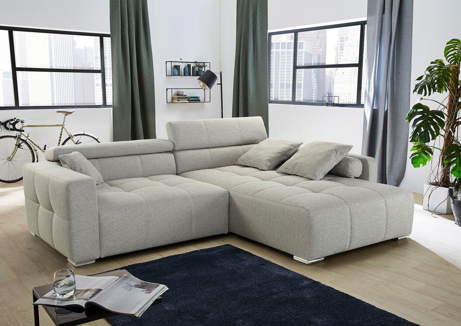 Jockenhöfer Gruppe Ecksofa Salerno L-Form, B: 280 cm, im Big-Sofa-Style, mit Kopfteilverstellung & Zierkissen