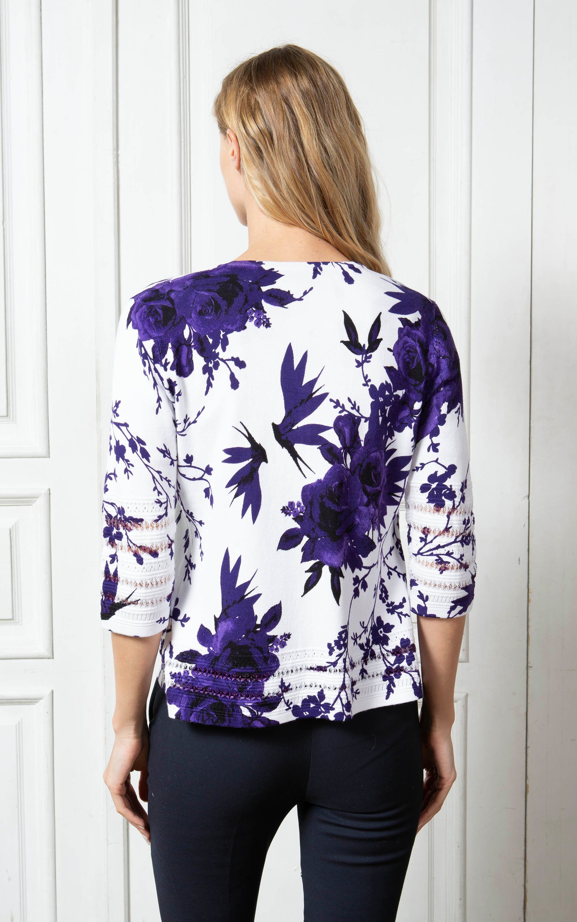 Passioni 2-in-1-Strickjacke Twinset mit Blumenprint – Bild 3 von 5