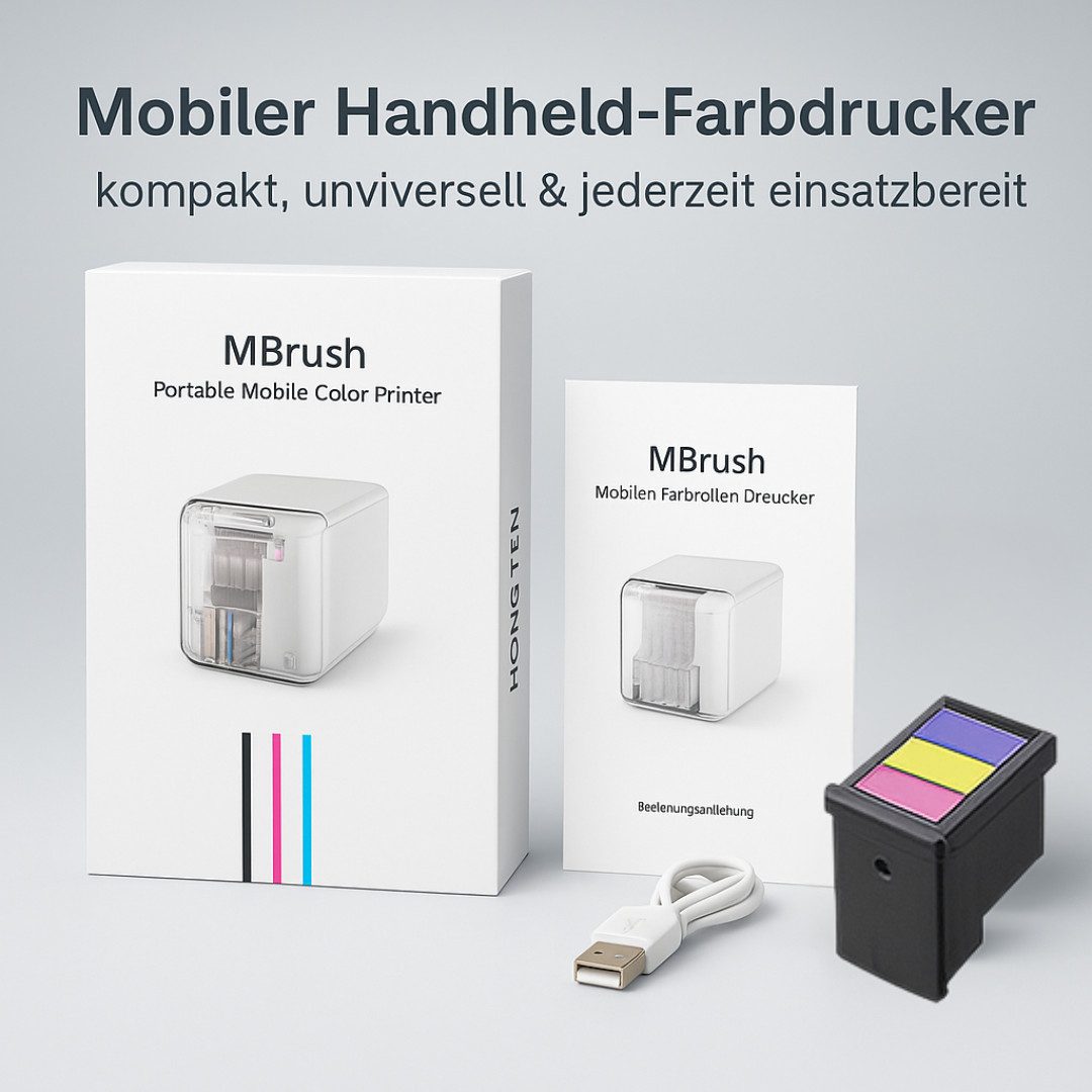 Diyarts Tintenstrahldrucker, (WLAN (Wi-Fi), Mobiler Handheld-Farbdrucker – WLAN, Bluetooth, 1200 dpi, 160 g)