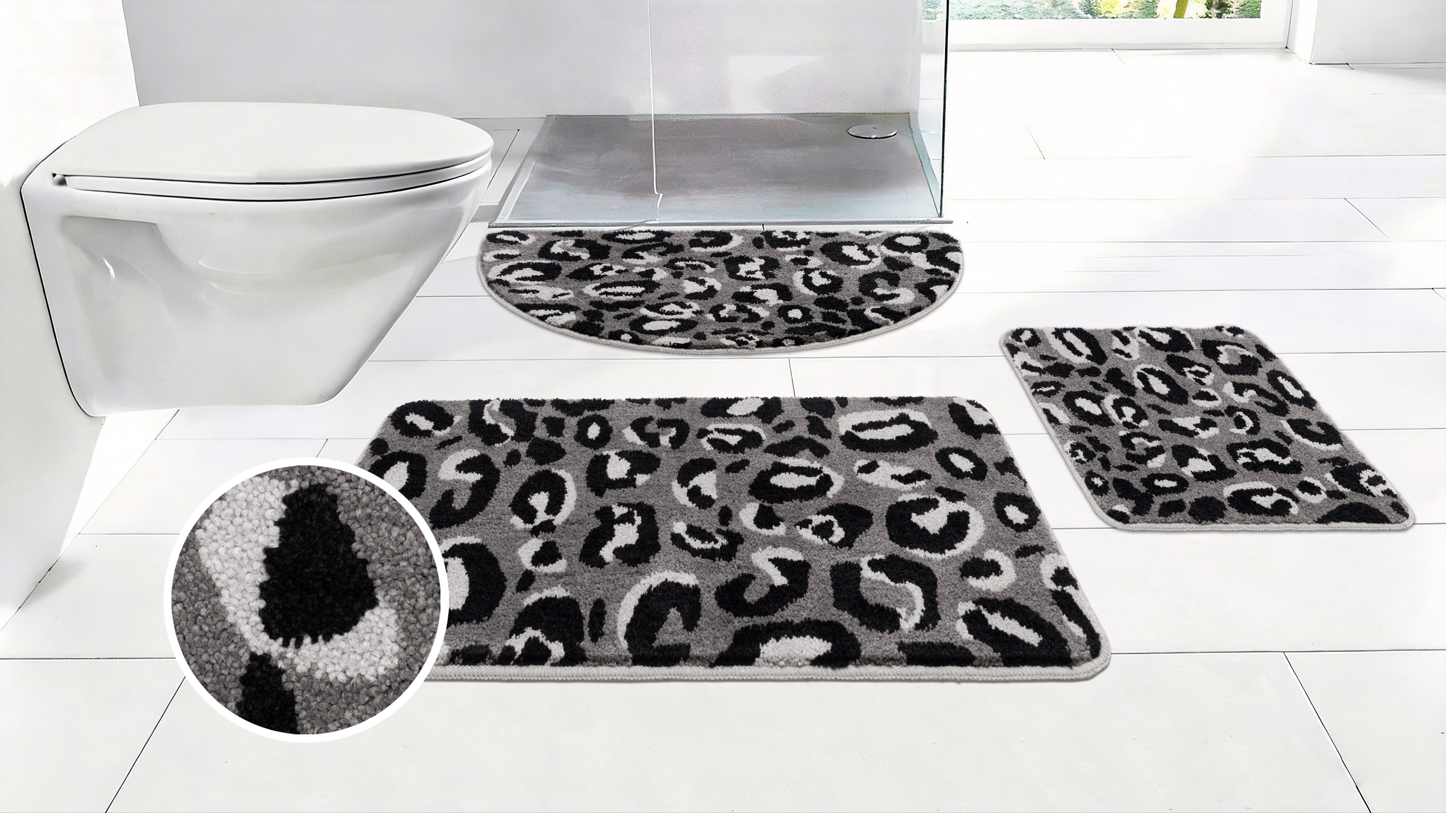 OTTO home Badematte Regona Leo, Badvorleger, Badezimmer Teppich, Duschvorleger, Höhe 10 mm, rutschhemmend beschichtet, schnell trocknend, fußbodenheizungsgeeignet, Polyester, rechteckig, Leoparden-Muster, Animal Print, modern