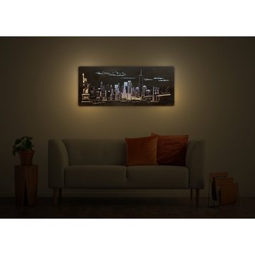 WohndesignPlus LED-Bild LED-Wandbild "New York" 120cm x 50cm mit 230V, Städte, DIMMBAR! Viele Größen und verschiedene Dekore sind möglich.