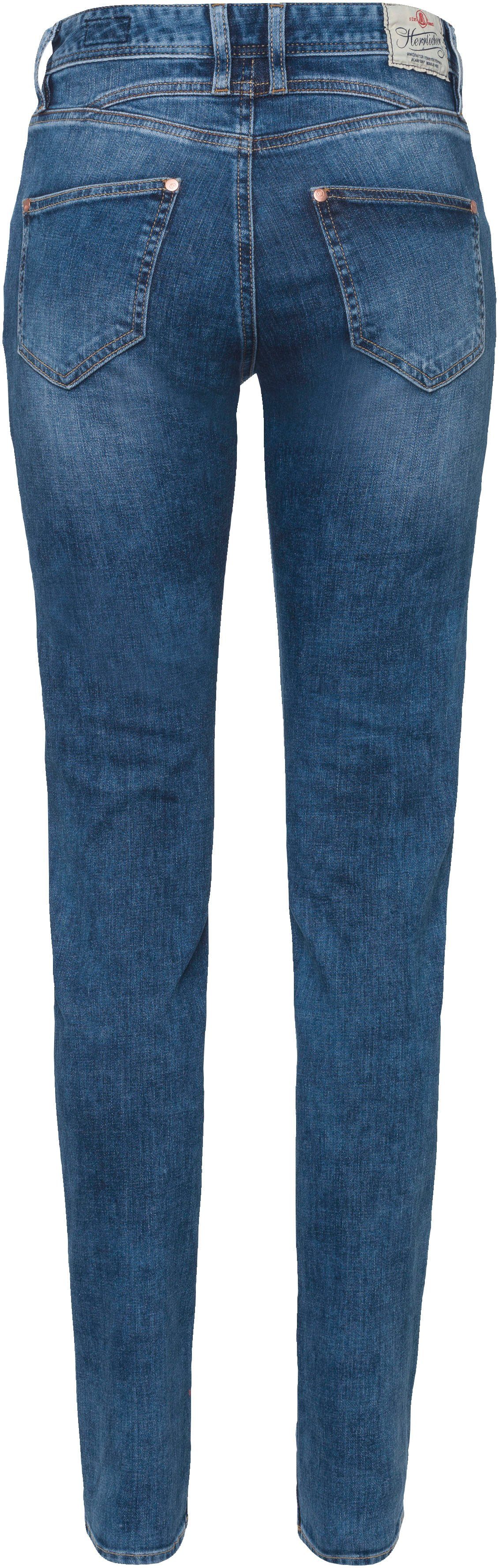 polo Waist SLIM DENIM Slim-fit-Jeans Normal Polyester blue Herrlicher RECYCLED Recycled PEPPY