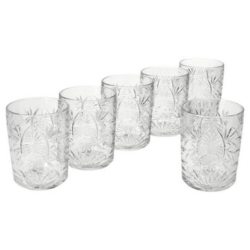 MamboCat Glas 6x Starla Whisky-Tumbler 280ml Cocktailglas transparent Relief Wasser, Glas