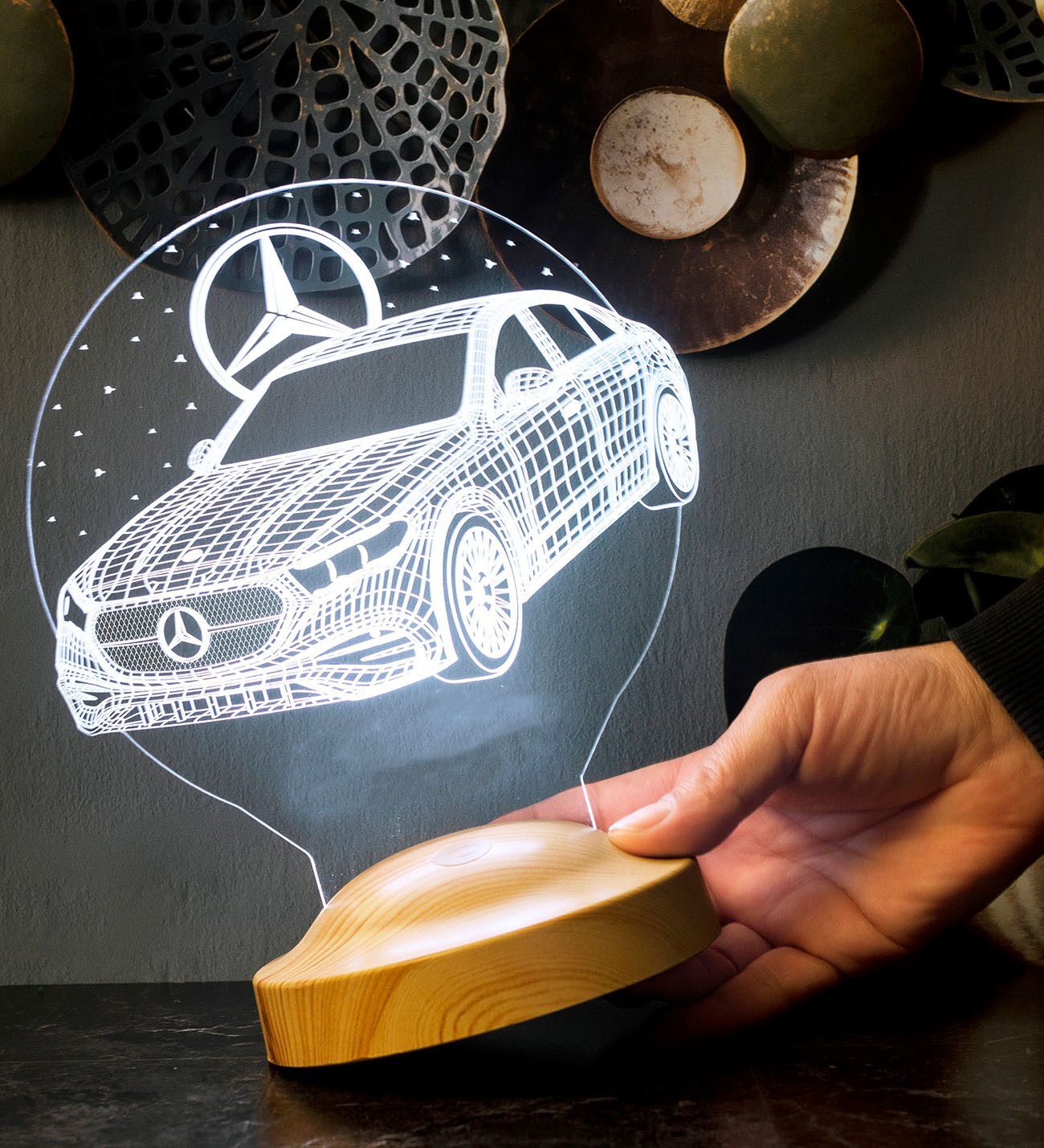 Geschenkelampe LED Nachttischlampe Automobil 3D Nachttischlampe Geschenke für Autofans Gravur Nachtlicht, Leuchte 7 Farben fest integriert, Geburtstagsgeschenk, – Bild 3 von 5